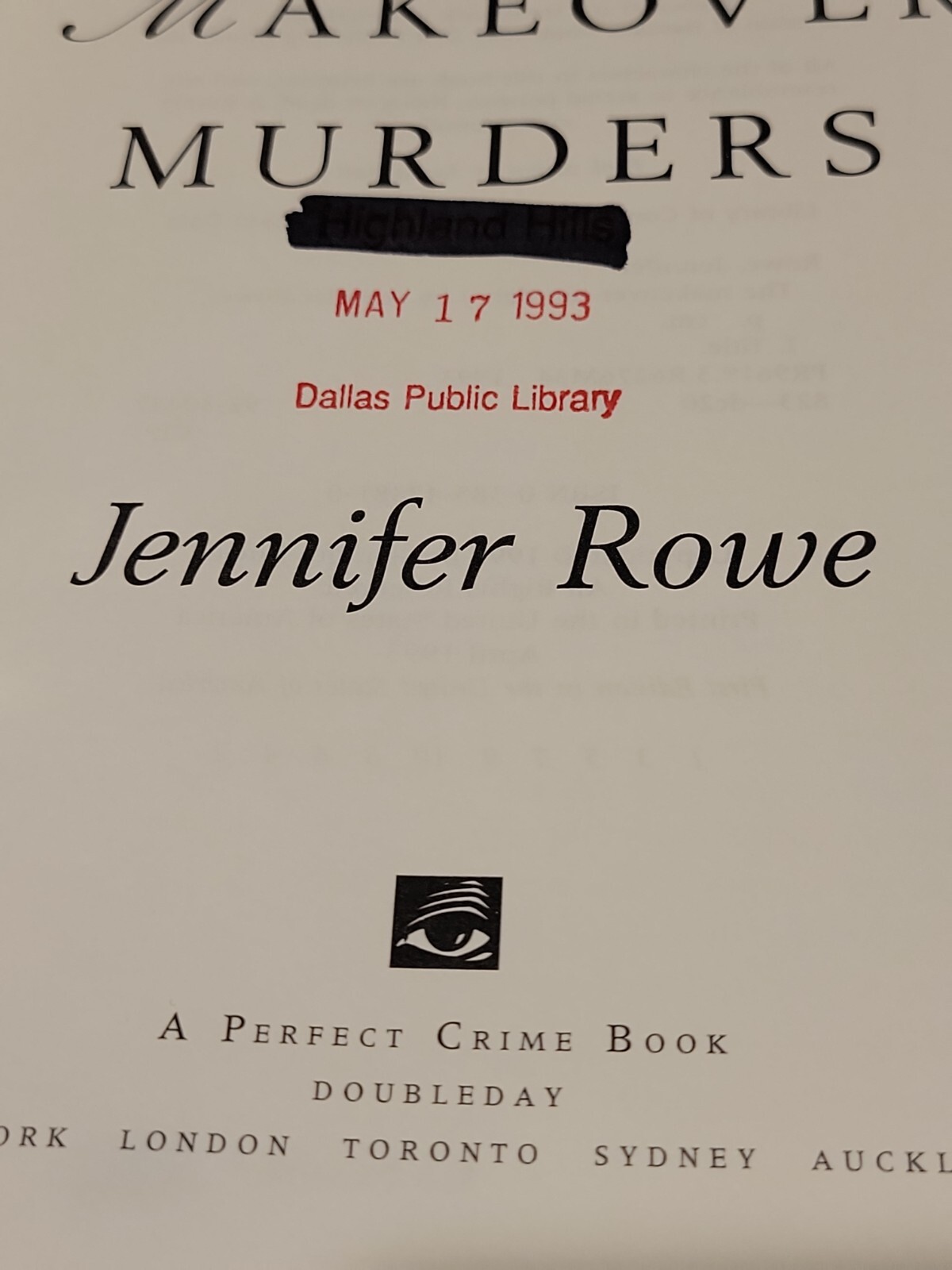 The Makeover Murders by Jennifer Rowe-First American Edition/DJ-1993
