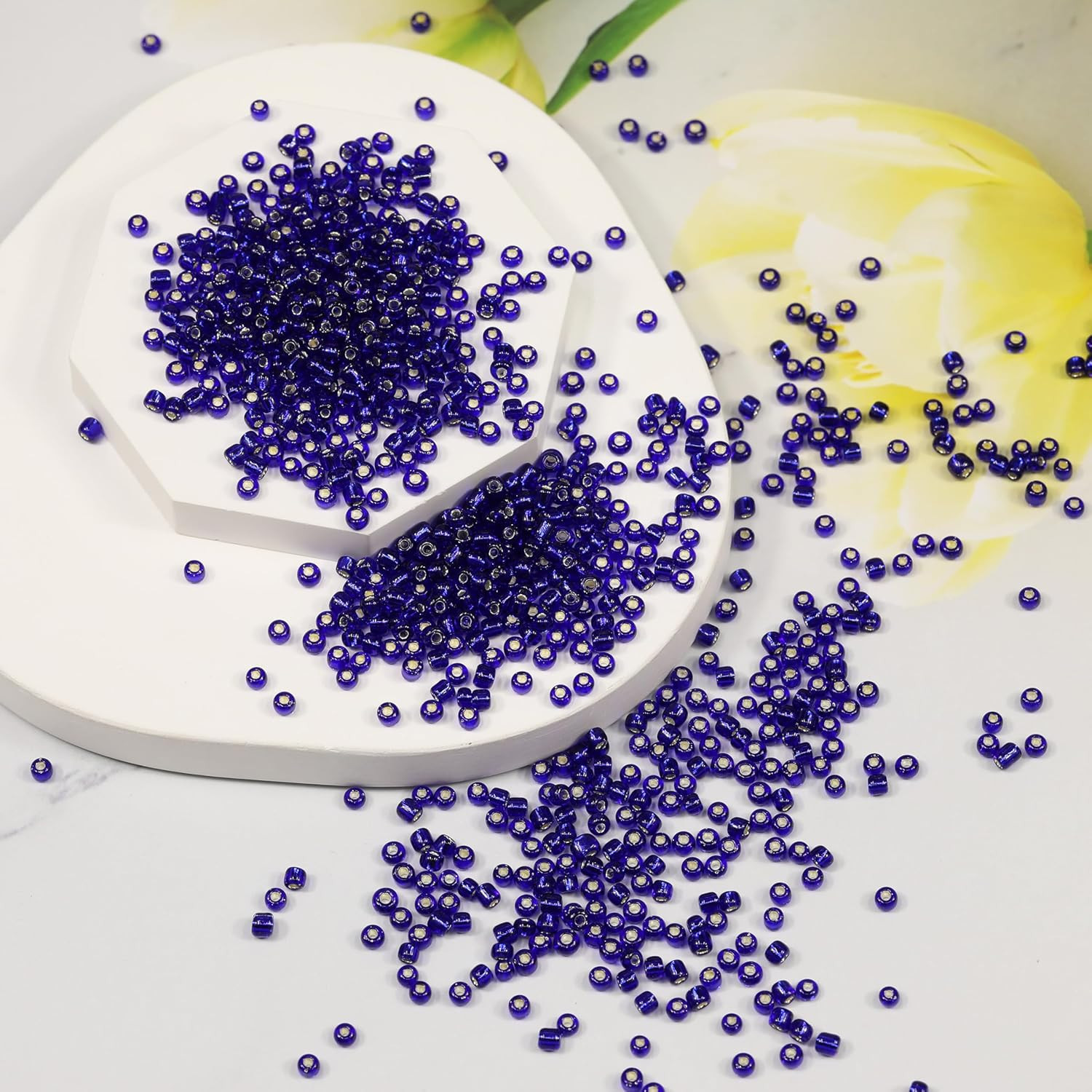 Royal Blue Sliver Lined Color Size 3Mm Seed Beads about 3600Pcs/100Grams in Bag,