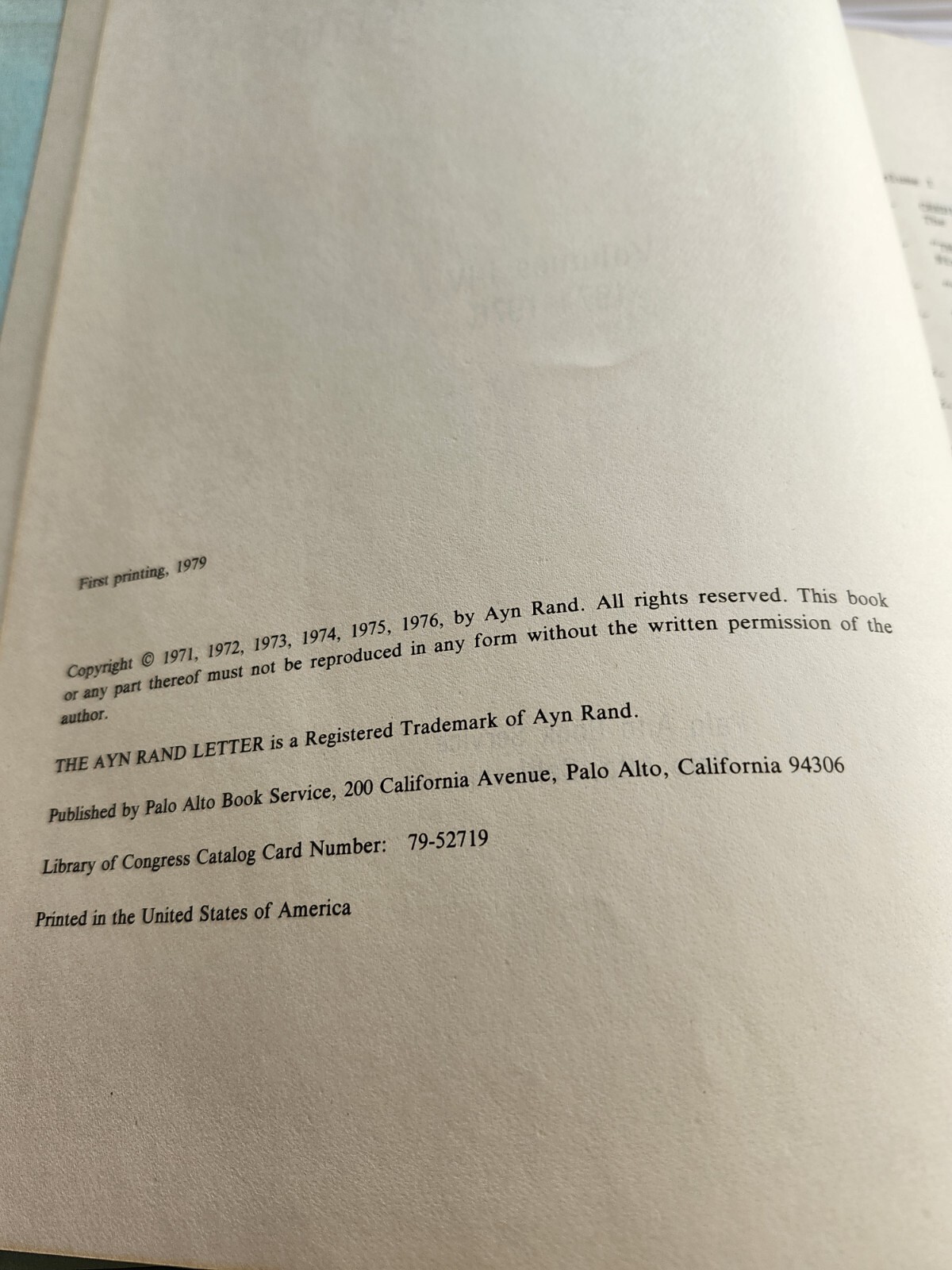 1st Print The Ayn Rand Letter 1971-1976 Volumes I-IV Hard Cover Book Philosophy