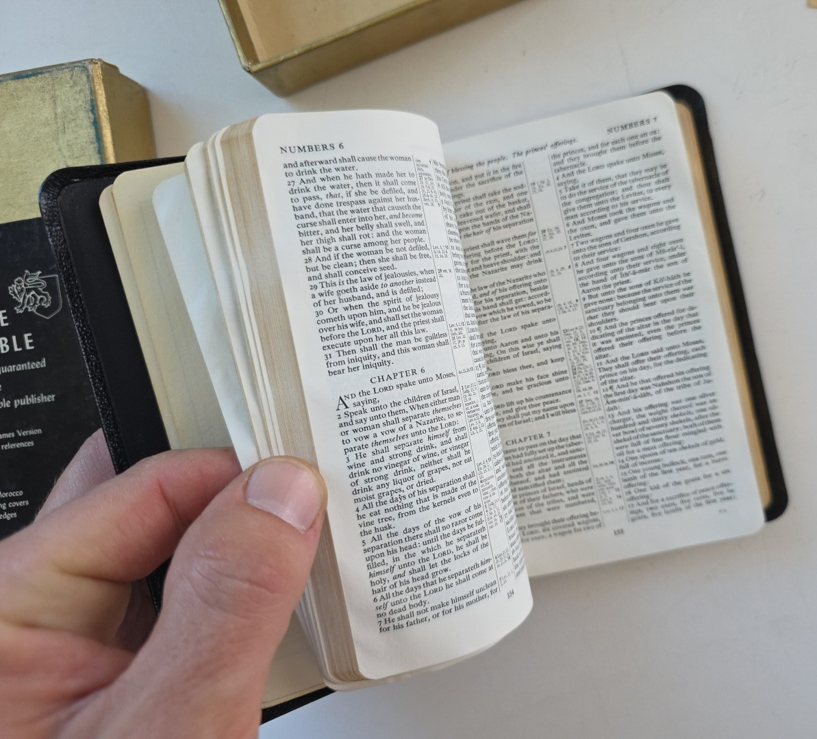 Vintage Cambridge Crystal Bible KJV Compact Superfine Black Morocco Leather