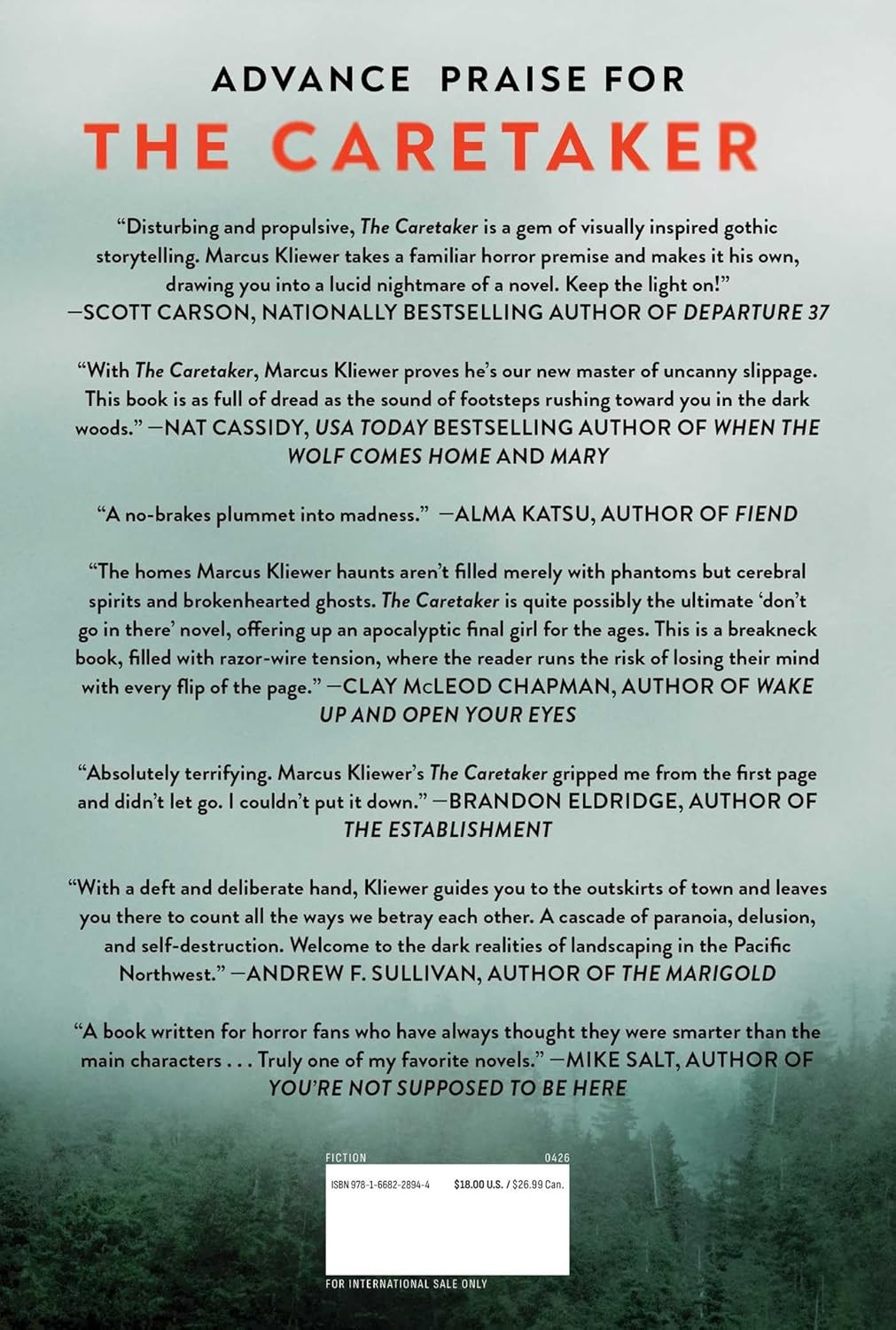 Marcus Kliewer The Caretaker: A Novel (Hardback) (UK IMPORT)