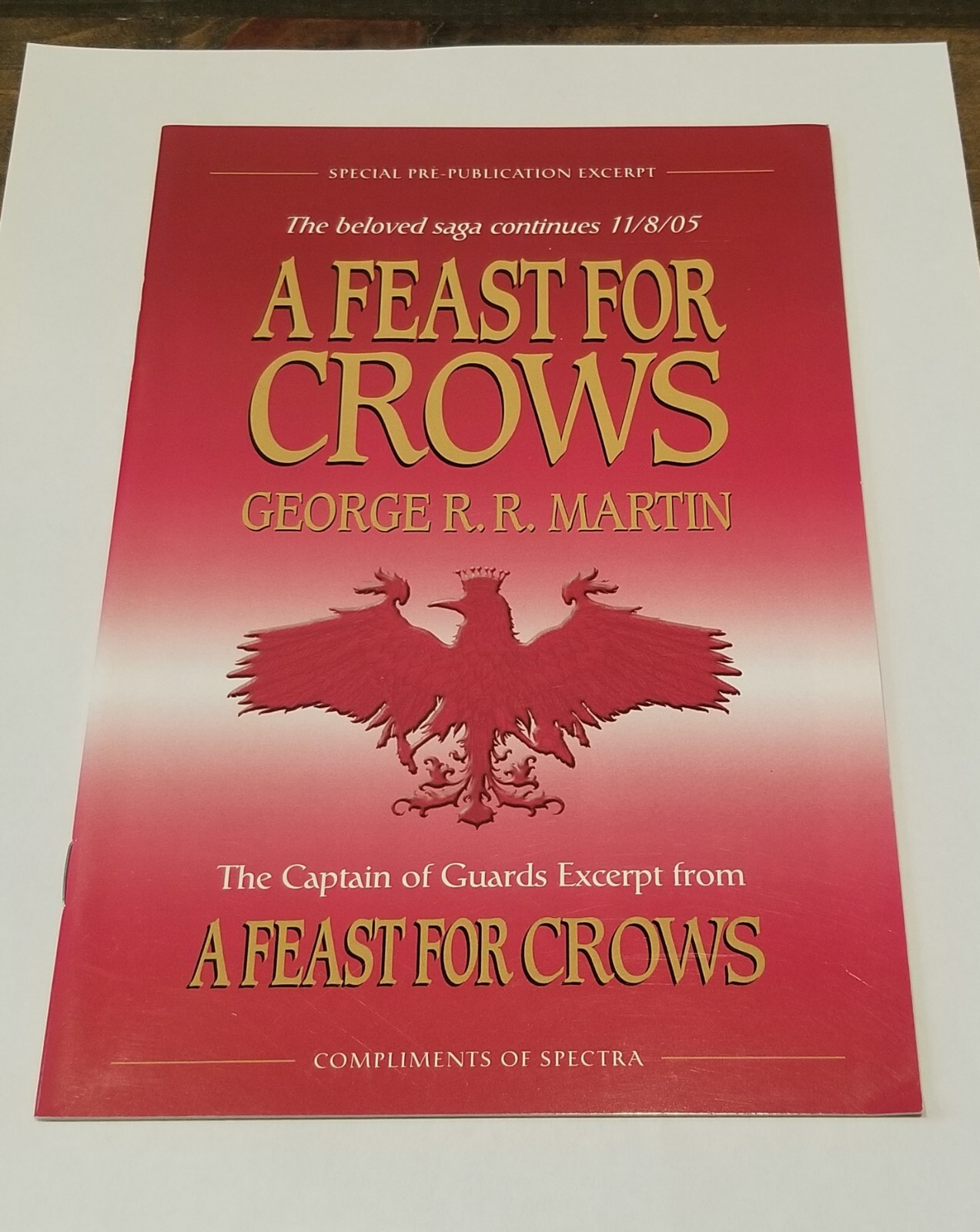 A Feast for Crows SIGNED Excerpt The Captain of The Guards George RR Martin GRRM