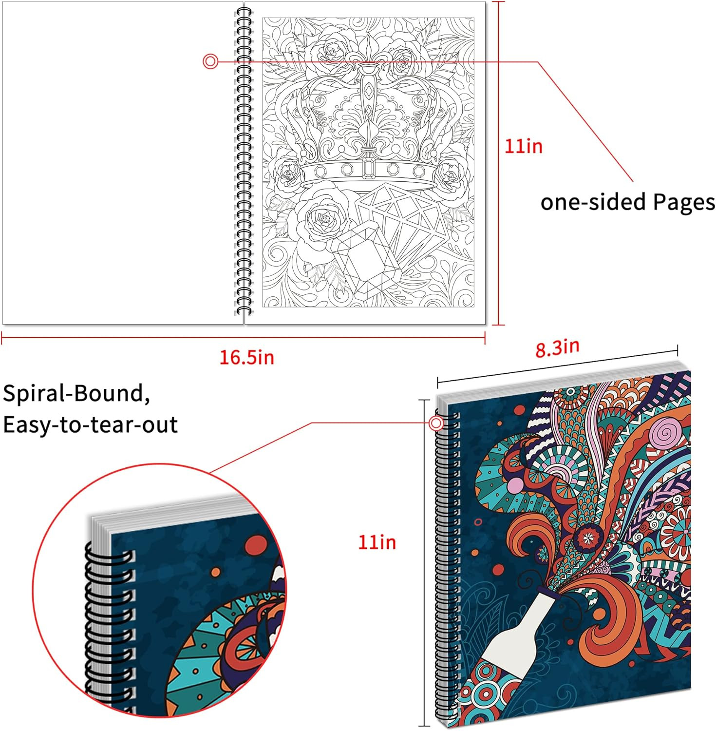 Kalysky Adult Coloring Books Set:3 Coloring Books for Adults Animal Flowers & Ot