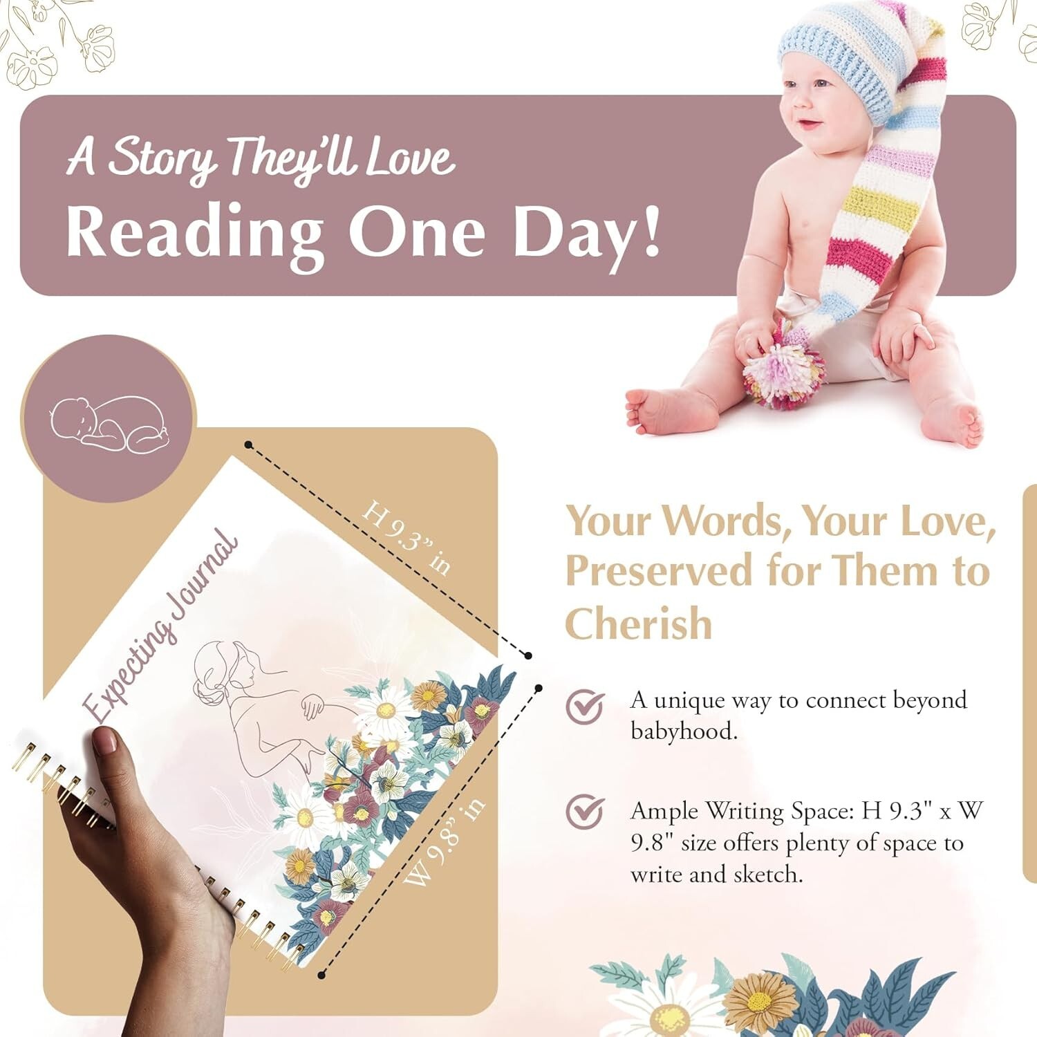 Pregnancy Journal for First Time Moms – Keepsake Gift for Expecting WomenDescrip