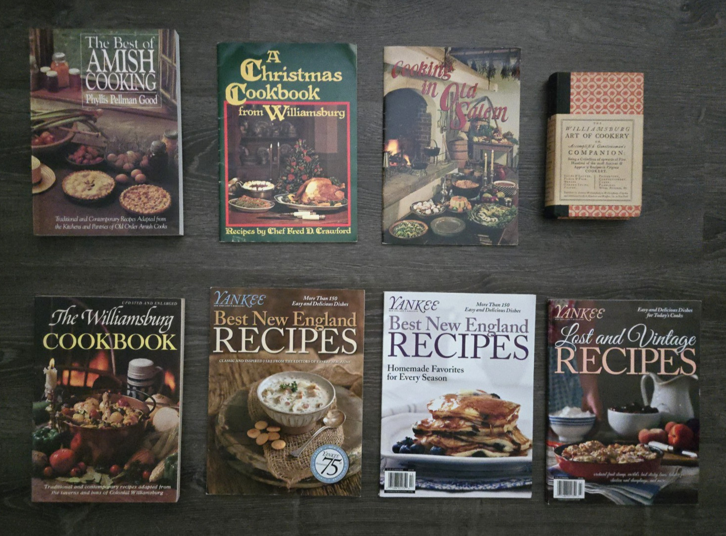 Lot of 8 American Cuisine Cookbooks / Booklets / Mags: Williamsburg, Salem, Amis