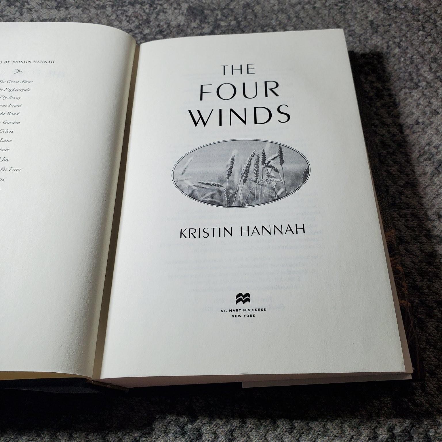 The Four Winds Kristin Hannah 2021 Historical Fiction Hardcover Book HCDJ
