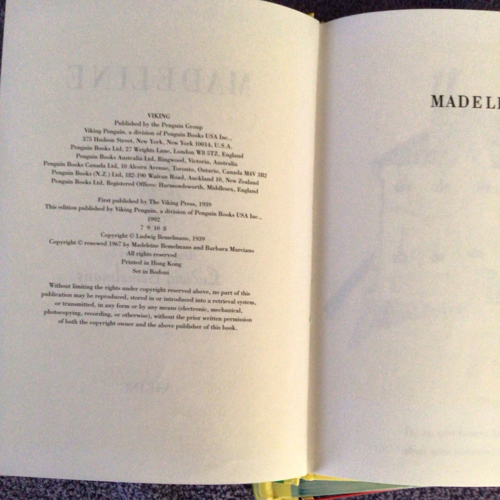✨4 Vintage 1992 MADELINE BOOK LOT By Ludwig Bemelmans – Trade Size Hardcover