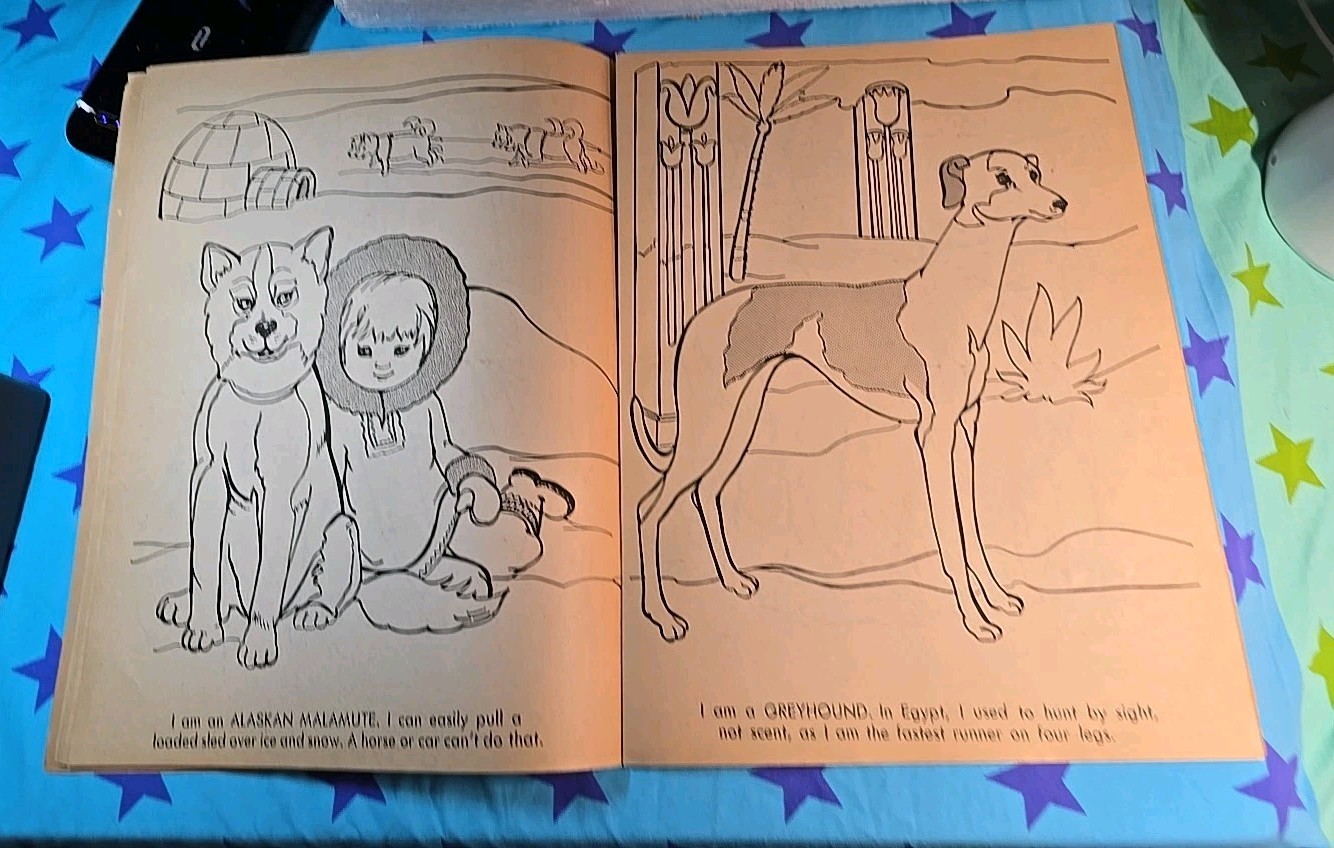 Vintage 1975 Giant Coloring Book “I LOVE DOGS” 11X14.5