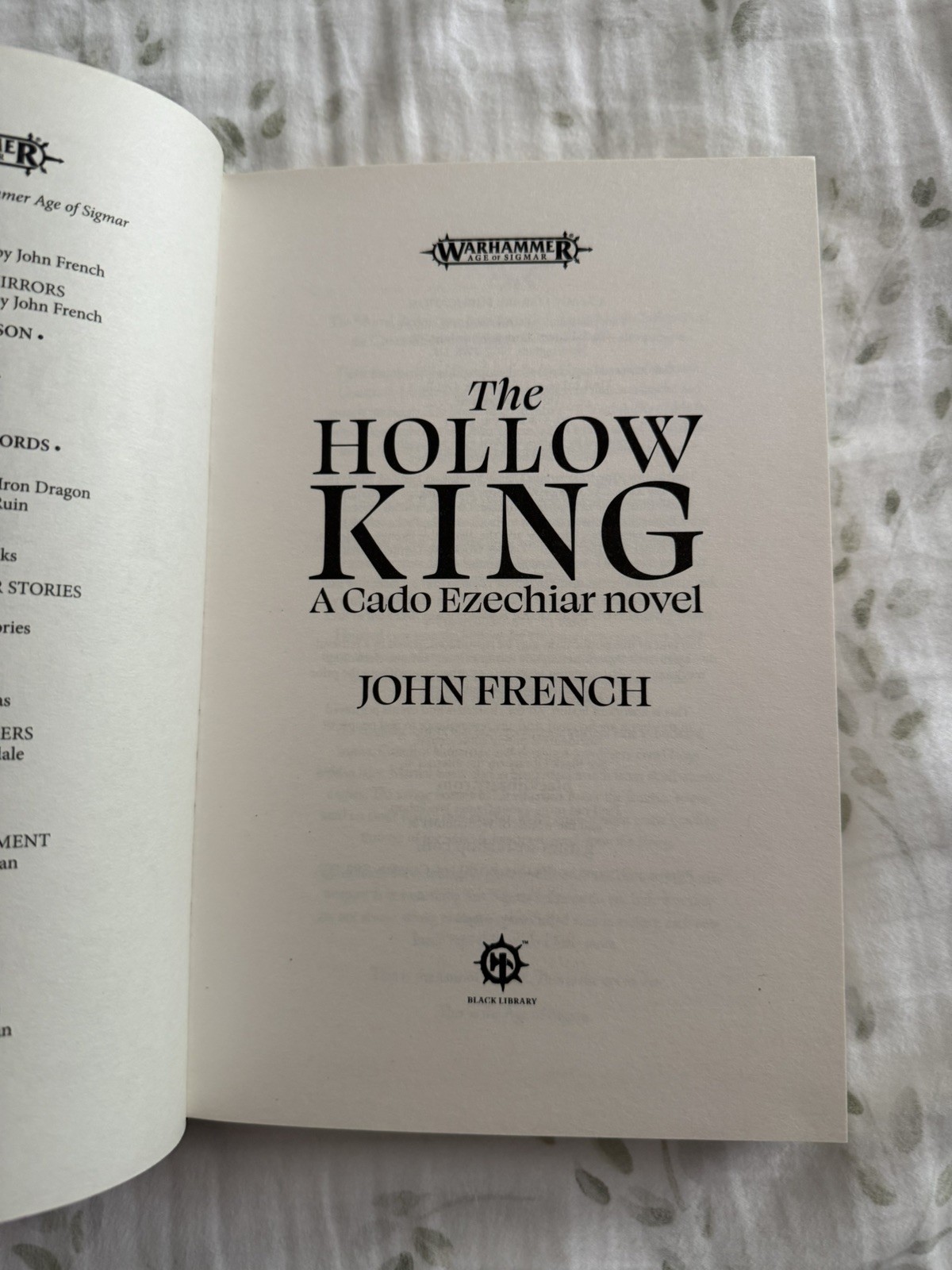 The Hollow King – John French – Warhammer – Hardcover New Unread