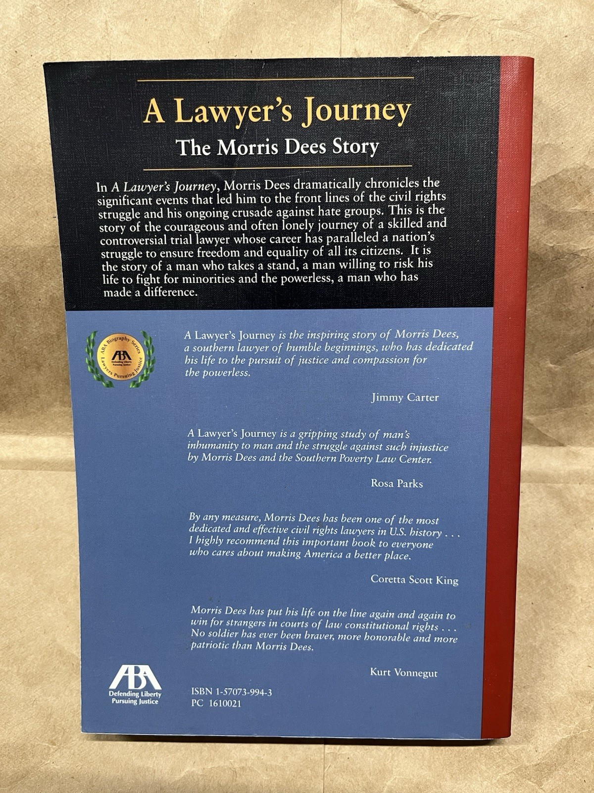 A Lawyer’s Journey-The Morris Dees Story By Morris Dees SIGNED 2001 Paperback