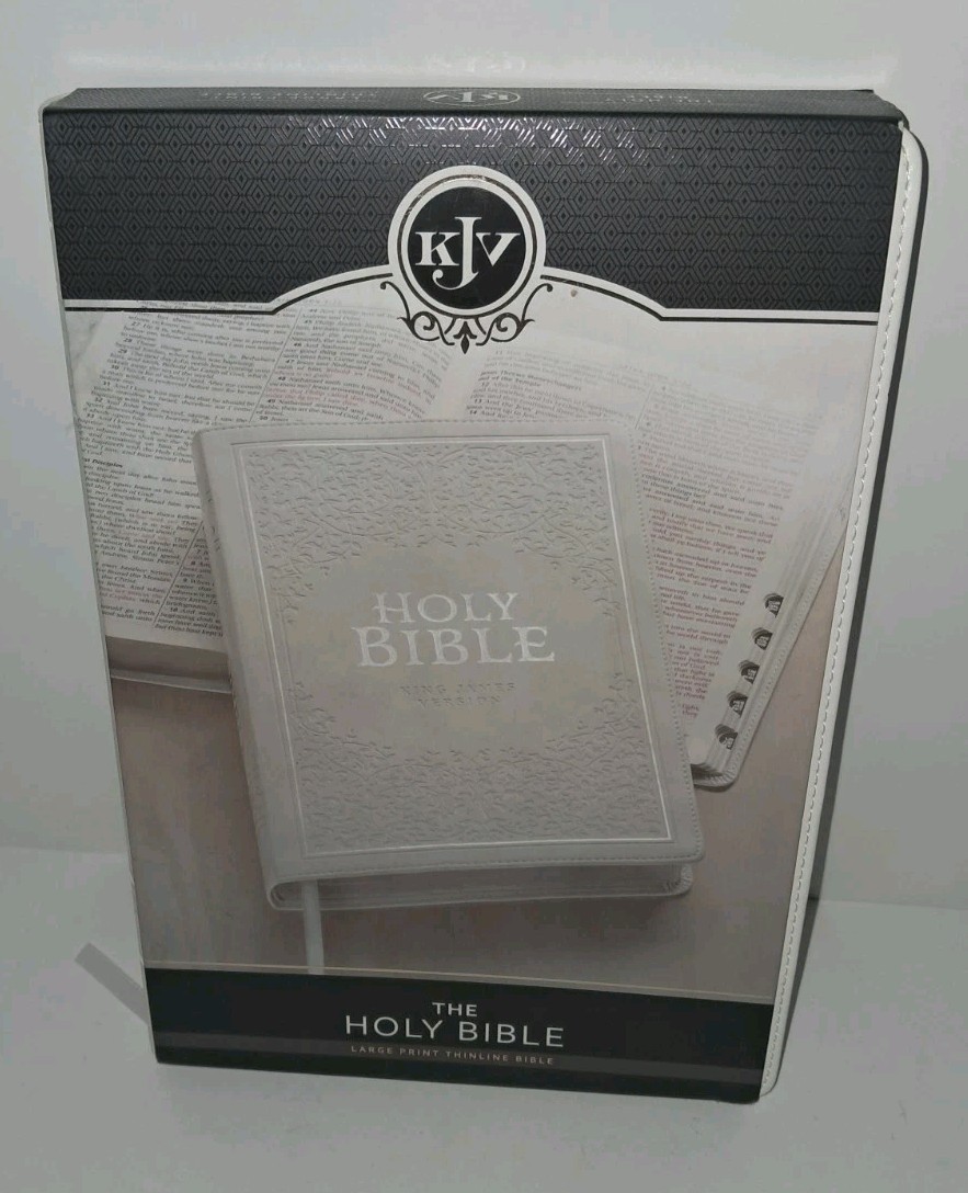 New! KJV Large Print Bible – White Thinline – Indexed – Red Letter Edition