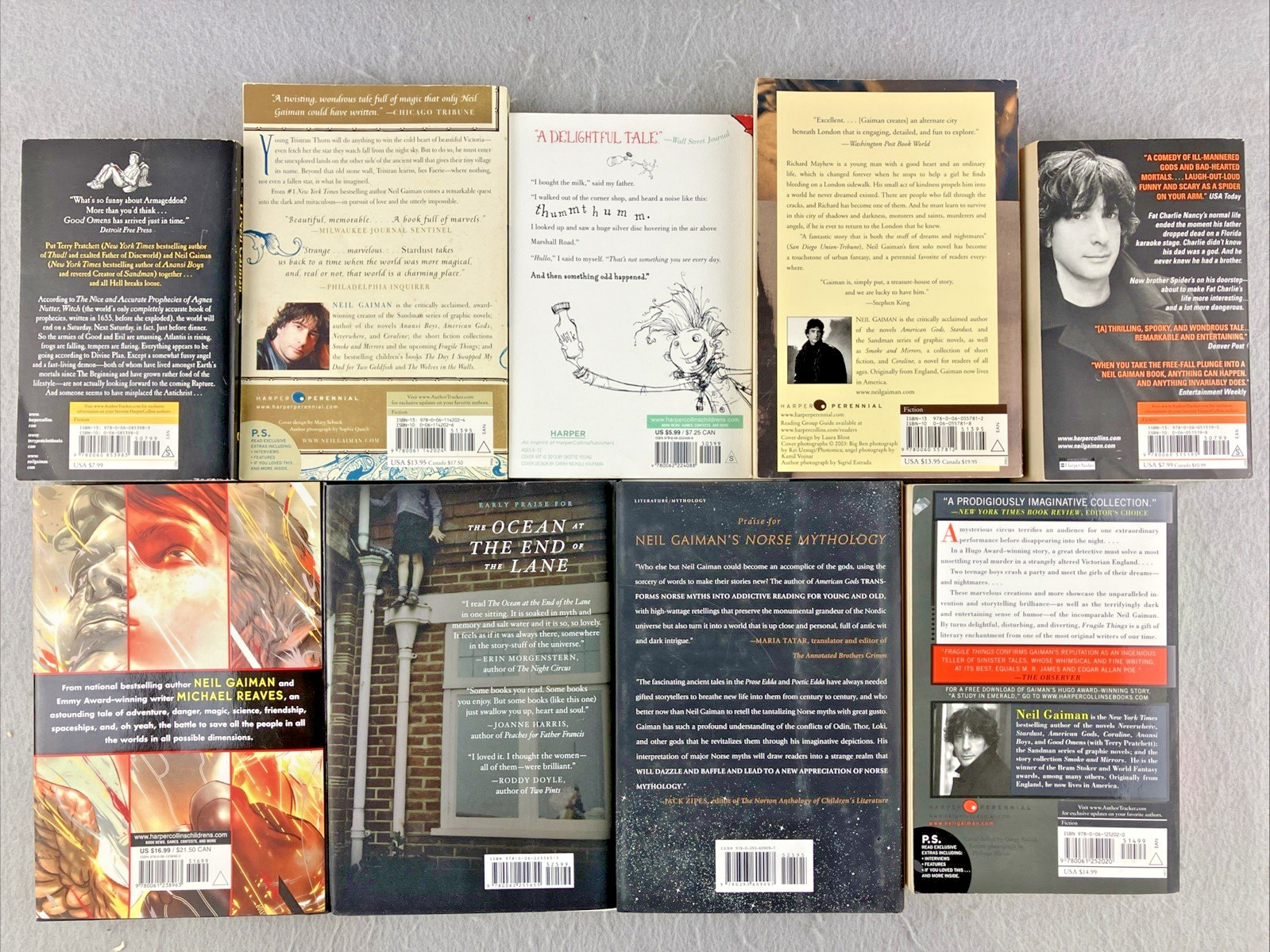 Neil Gaiman Book Lot Mixed Hardcover /Paperback Lot Of 9 Norse Mythology