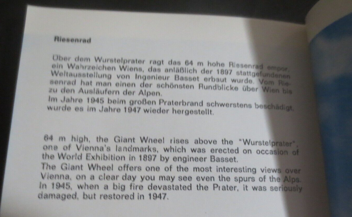 Guide of Vienna with Map Paperback Book 78 Pages 7 X 4.5 inches