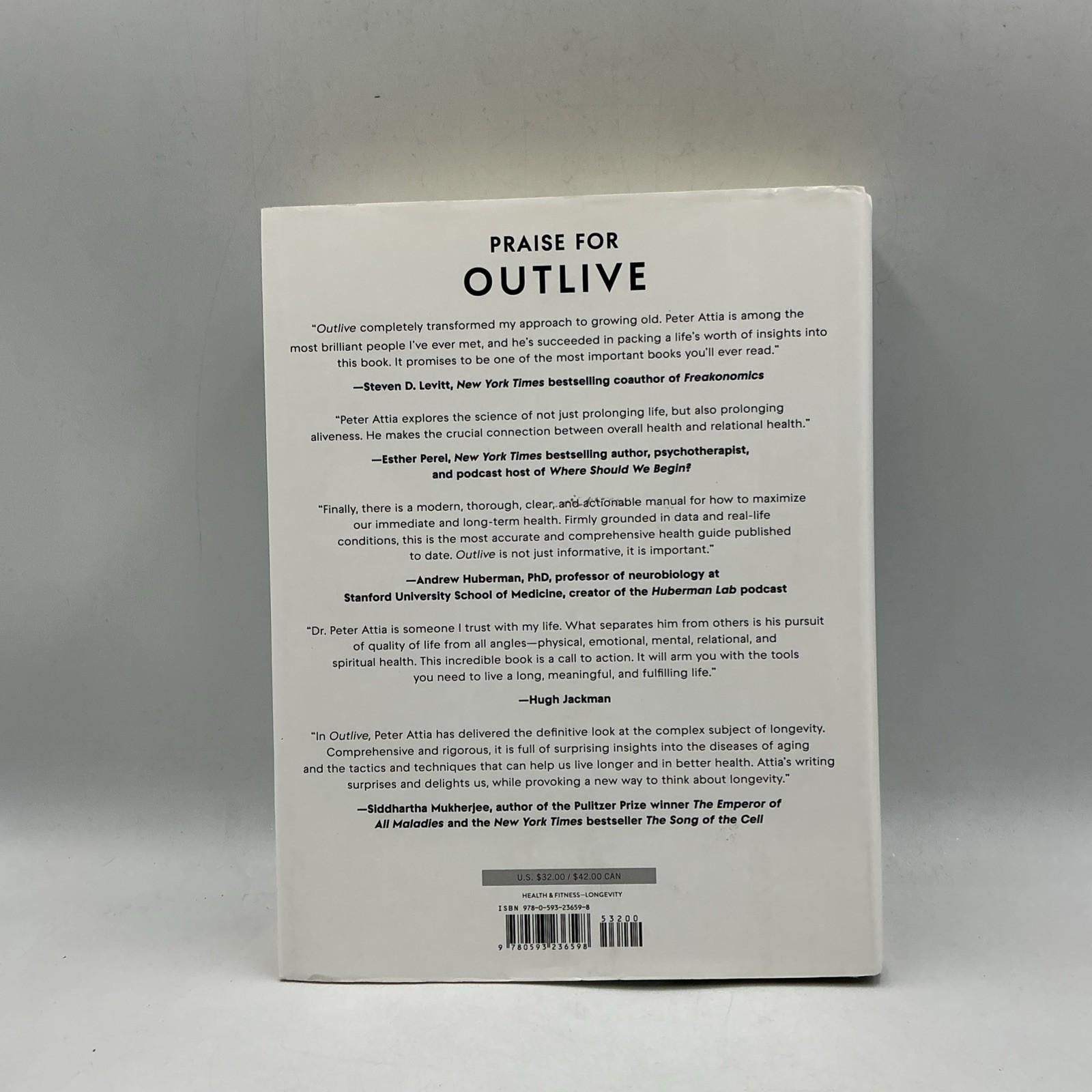 Outlive : The Science and Art of Longevity by Peter Attia (2023, Hardcover)- VG