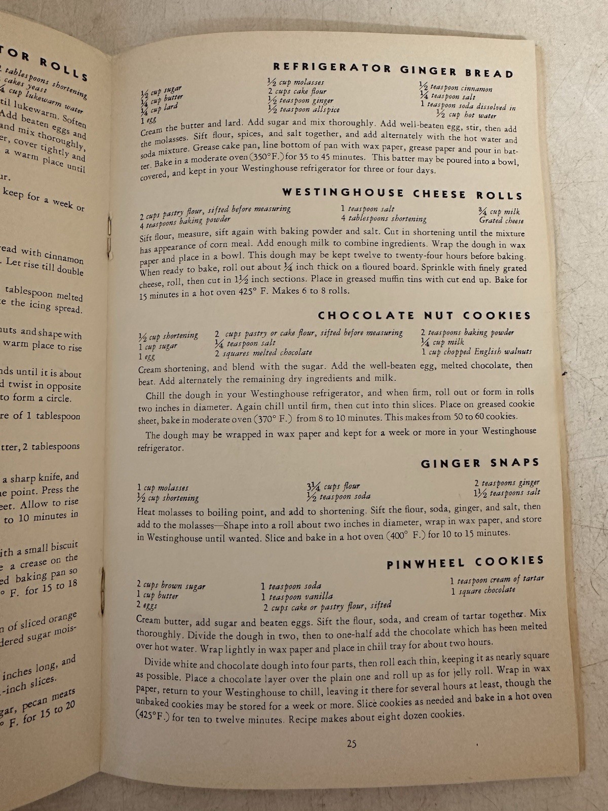 The Westinghouse Refrigerator Book 1935 Vintage Recipes Hints Helps