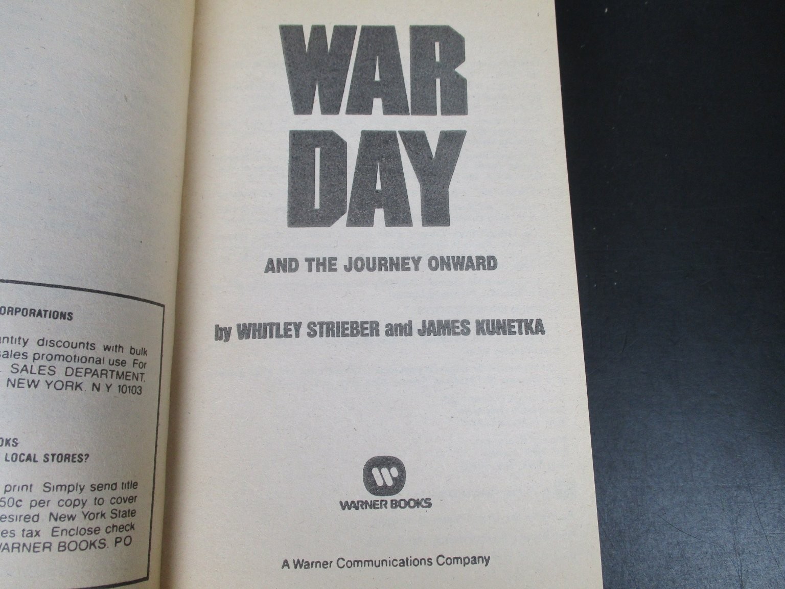 WARDAY by Whitley Strieber James Kunetka 1985 PB POST-NUCLEAR WAR AMERICA