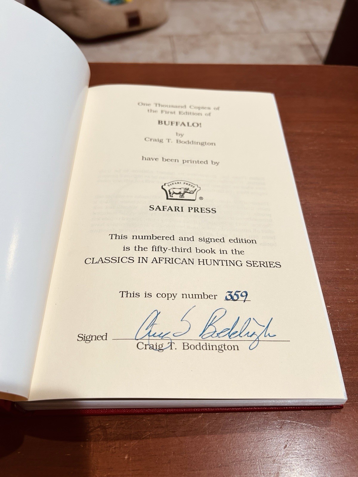 2006 Safari Press “Buffalo” Craig Boddington SIGNED Limited 1st Ed #359 of 1000