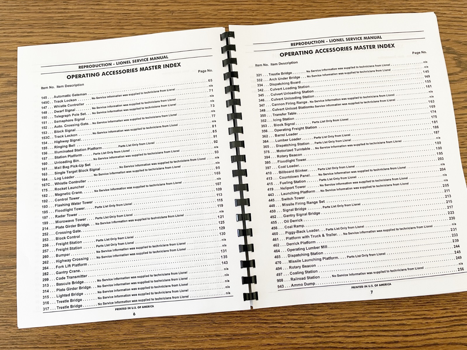 Lionel – Reproduction Factory Service Manual – Operating Accessories – 1946-1966