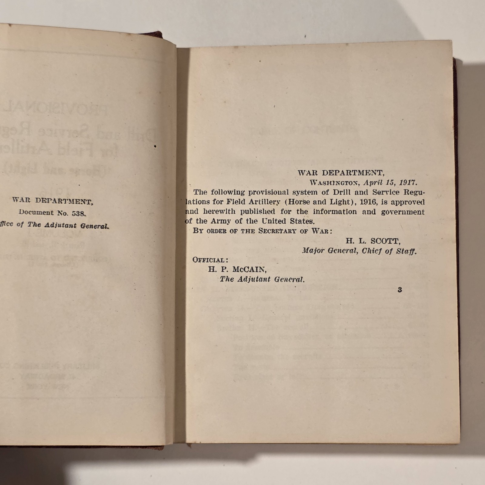 DRILL REGULATIONS FOR FIELD ARTILLERY (HORSE & LIGHT) US ARMY (PROVISIONAL) 1916