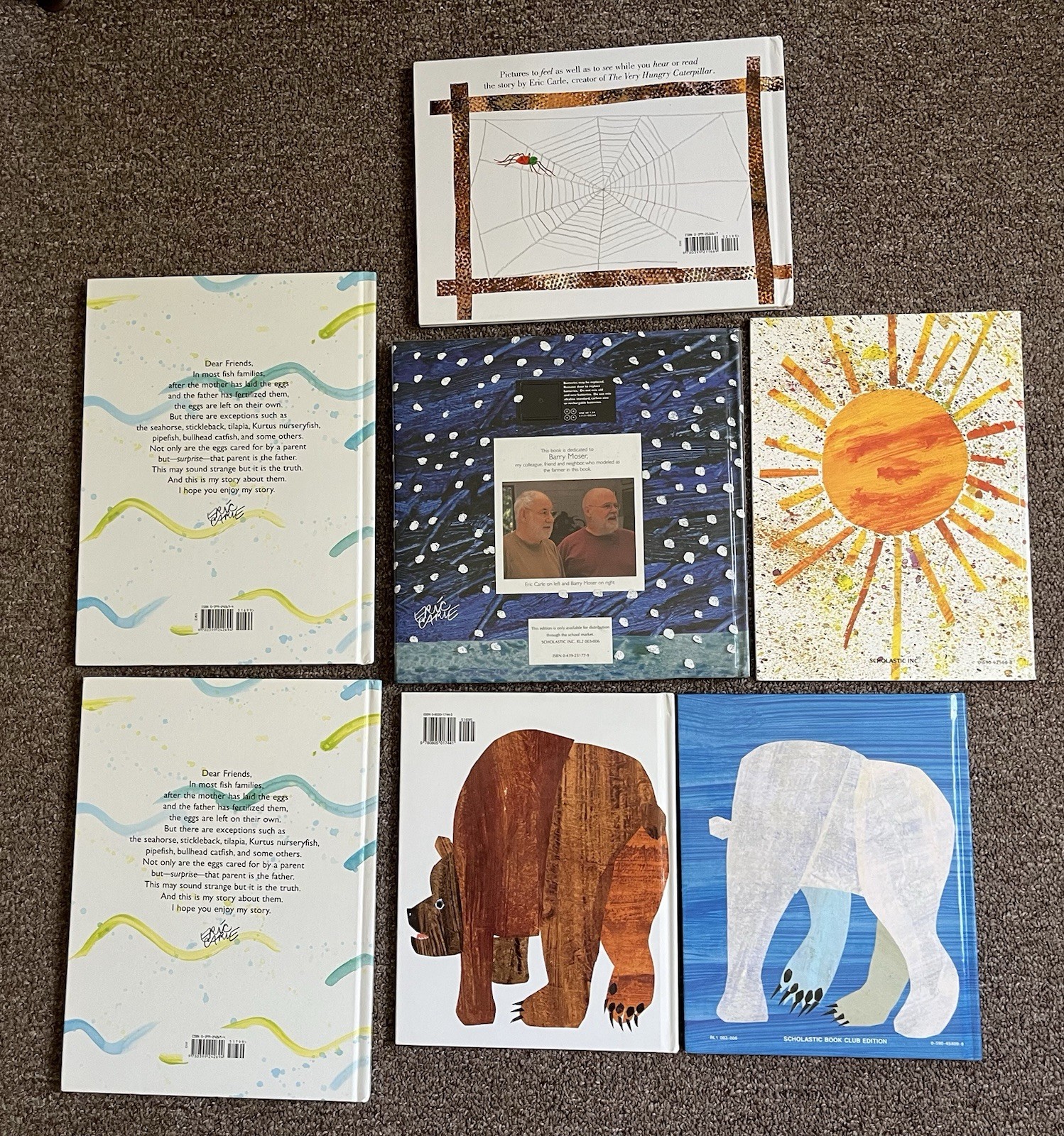 Eric Carle 7 Picture Book Lot Brown Polar Bear Snow Seed Seahorse Spider D