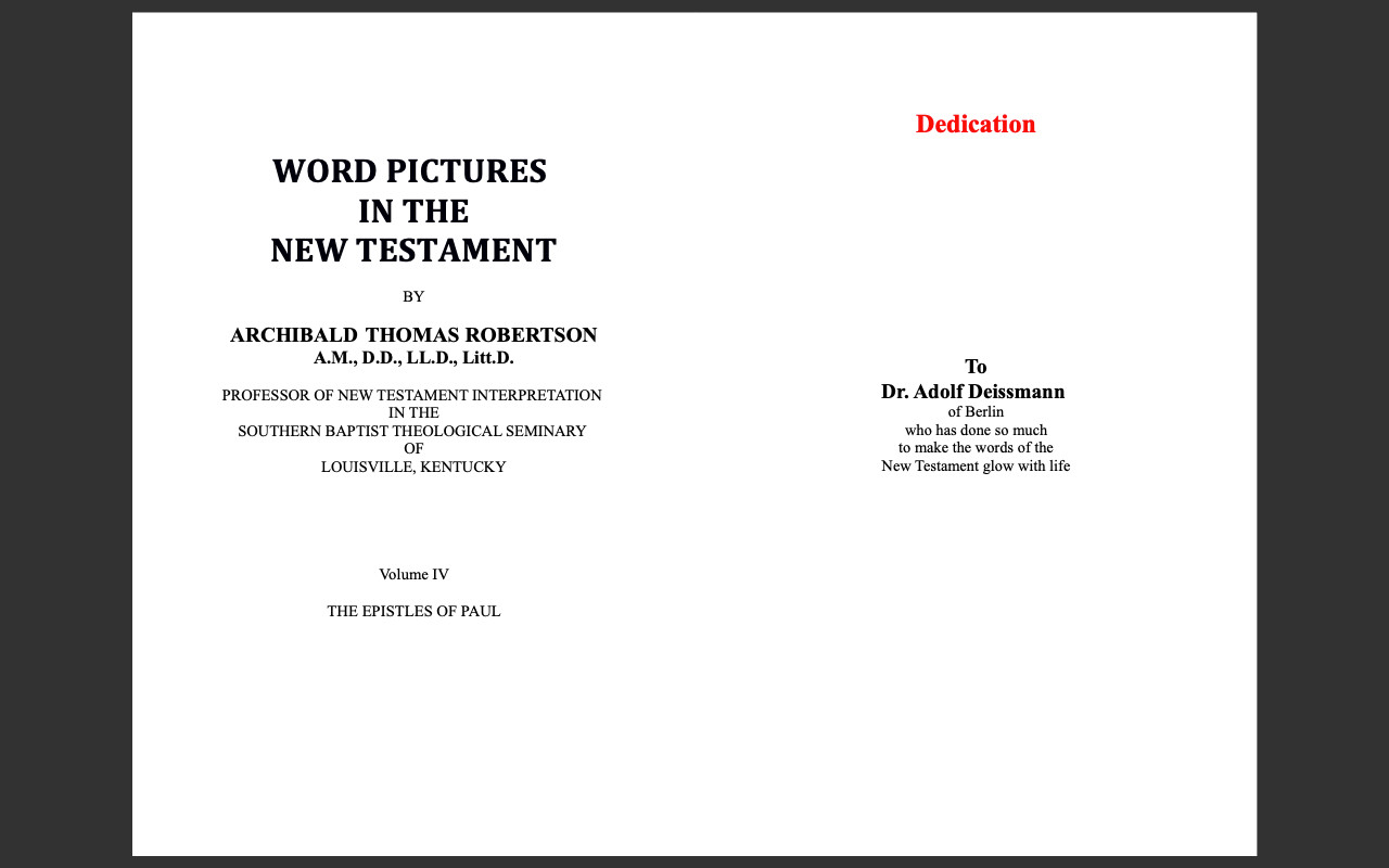 Word Pictures in the New Testament by AT Robertson (E-Book Set ) ALL 6 Volumes