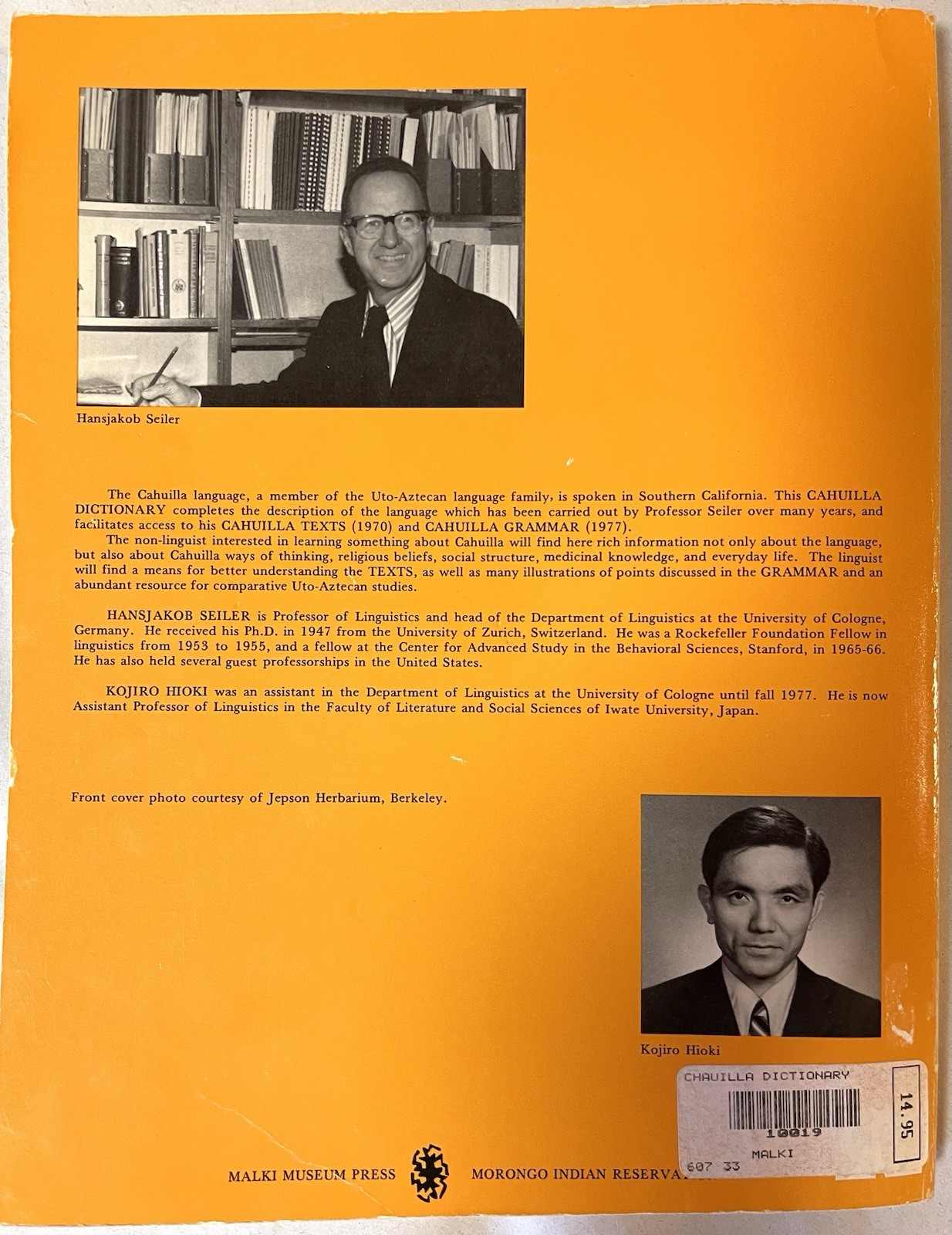 CAHUILLA DICTIONARY By Hansjakob Seiler & Kojiro Hioki, 1979 Paperback