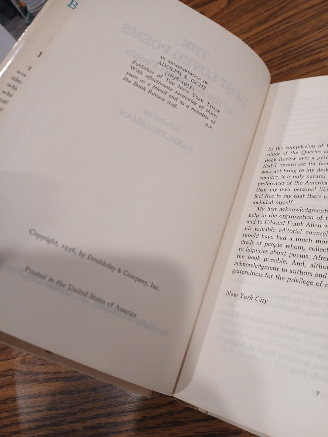The Best Loved Poems of the American People 1936 BCE Doubleday HC Hazel Felleman