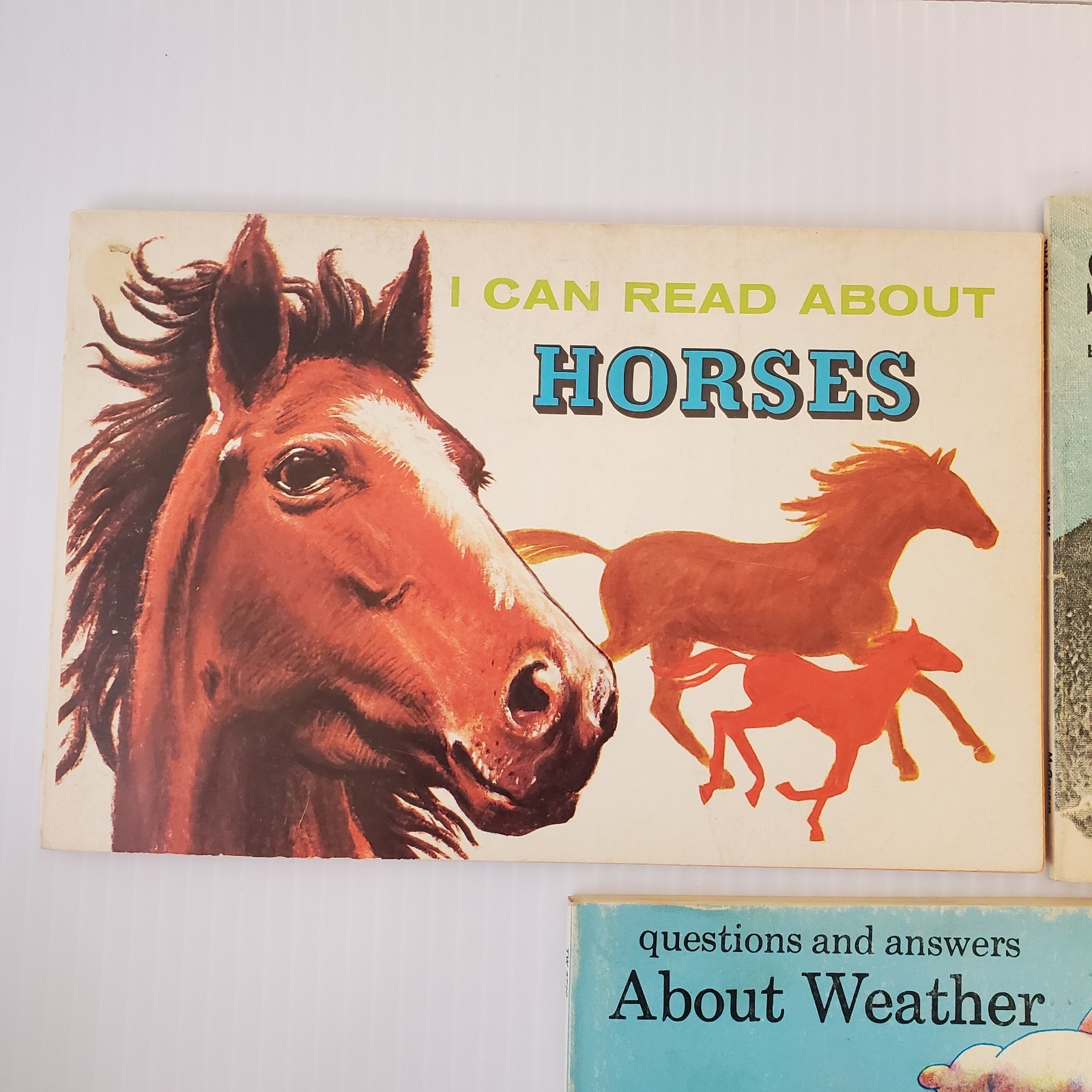 Lot of 3 Scholastic Books Horses Richard Harris, Sharks Tinkelman, About Weather