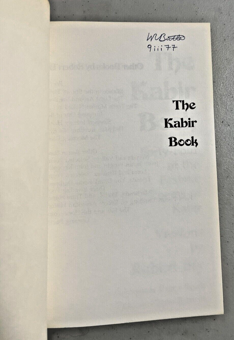 Kabir Book by Kabir, Versions by Robert Bly – 1993 – First Edition