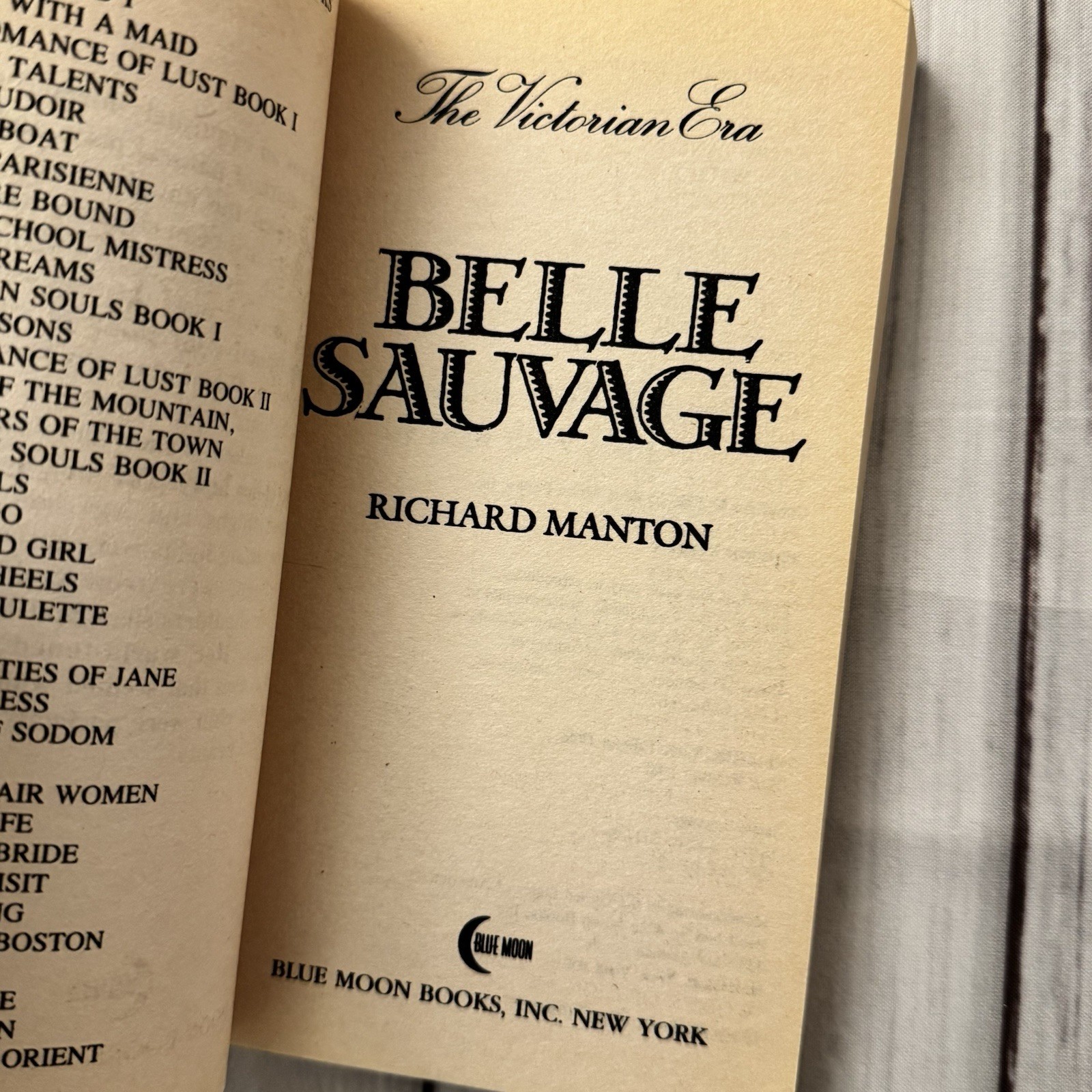 Belle Sauvage Richard Manton 1988 Blue Moon #037 Erotic Sleaze Paperback Smut