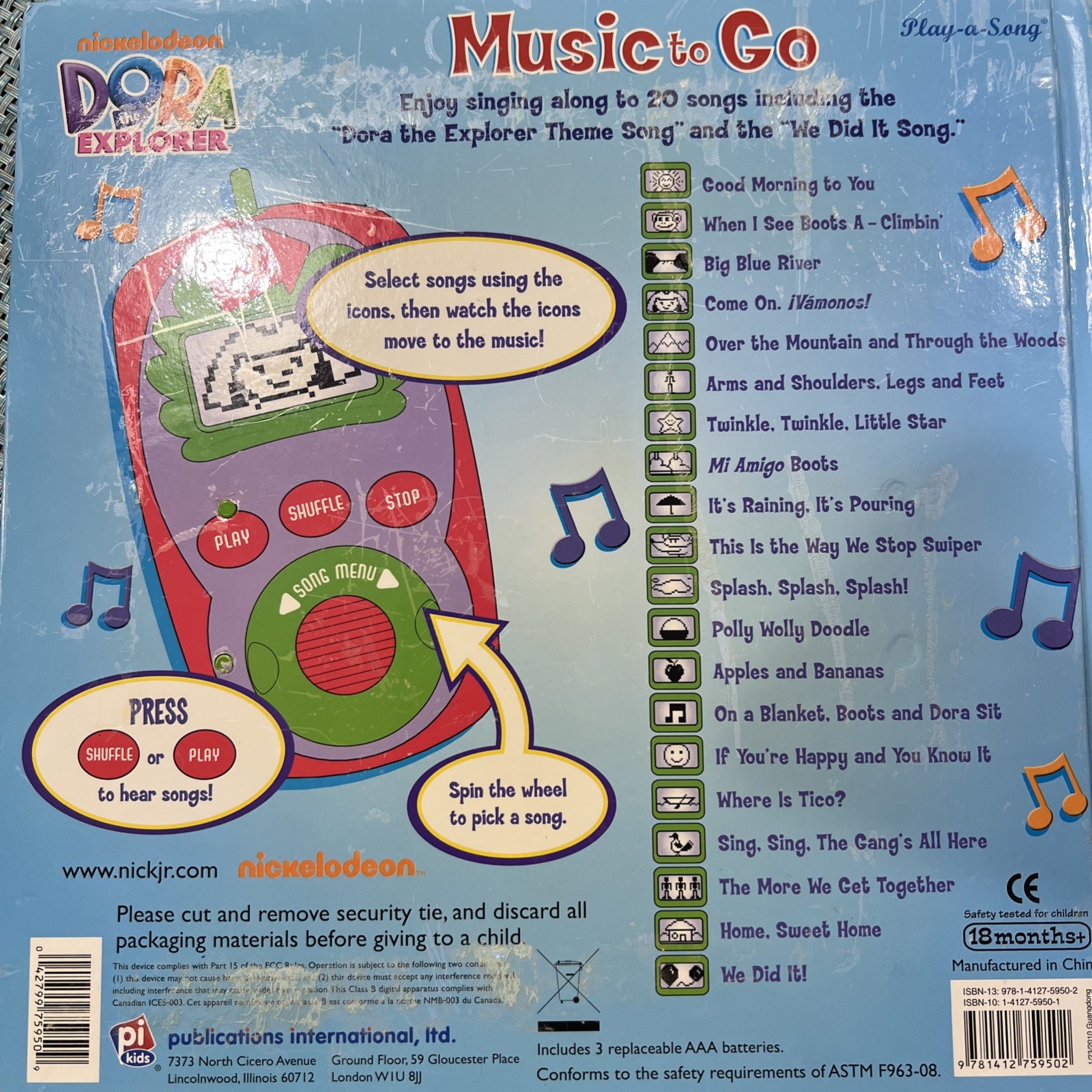Dora the Explorer Music To Go Board Book + Sound Music Player 2011 Works