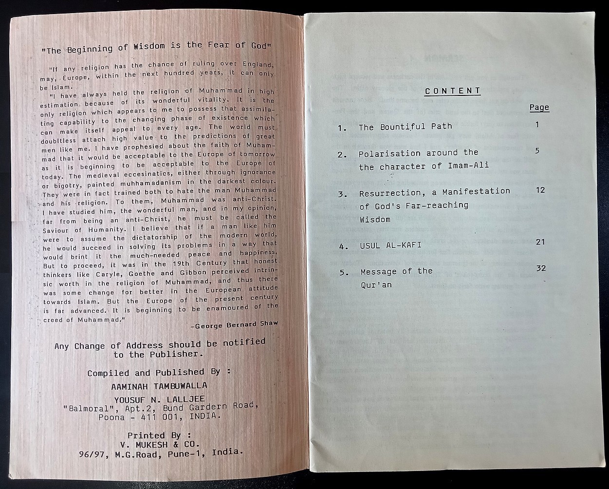 THE PATH, Hazrat Ali, 1993 softcover 34 pages