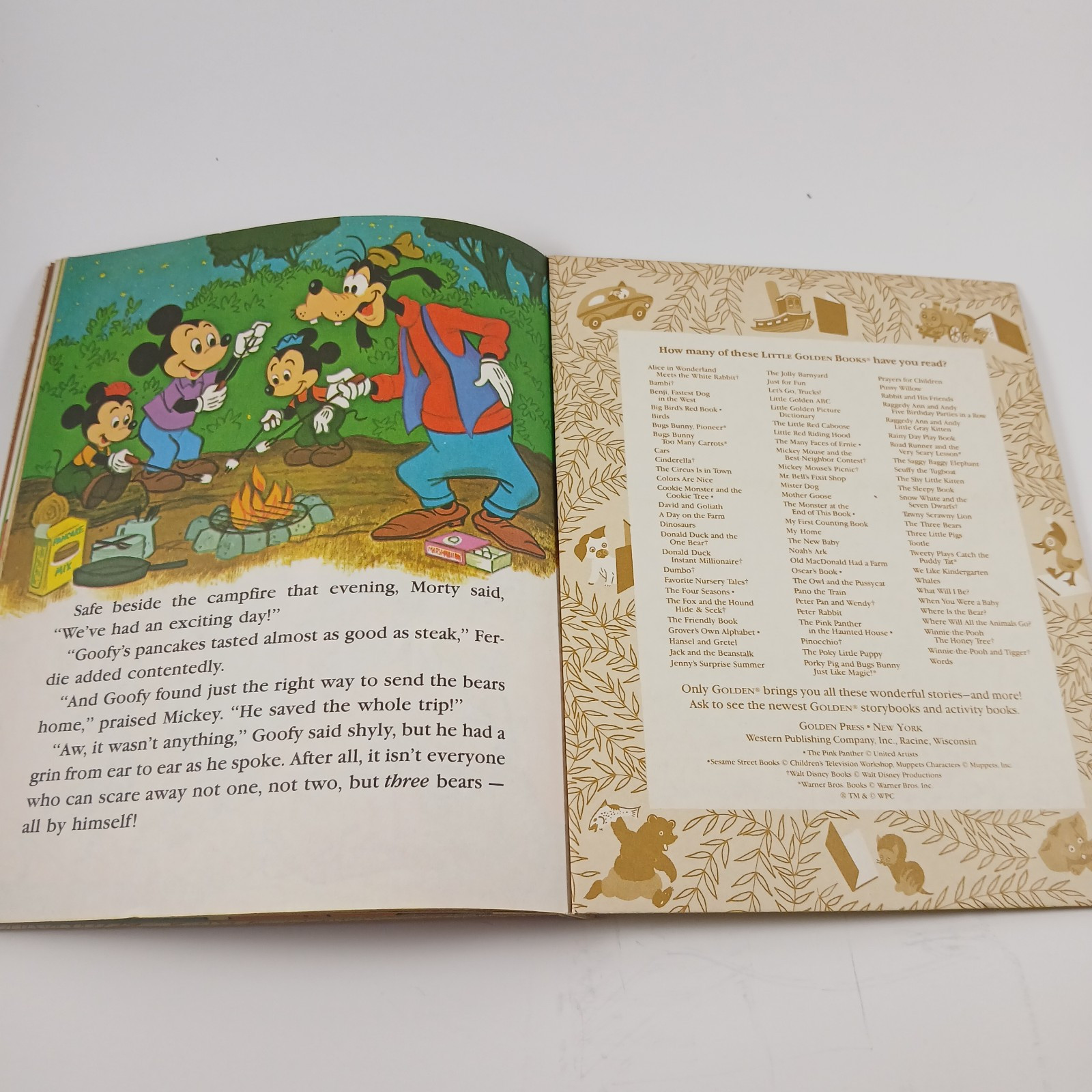 Vintage 1978 Walt Disney Mickey Mouse And Goofy Big Bear A Little Golden Book