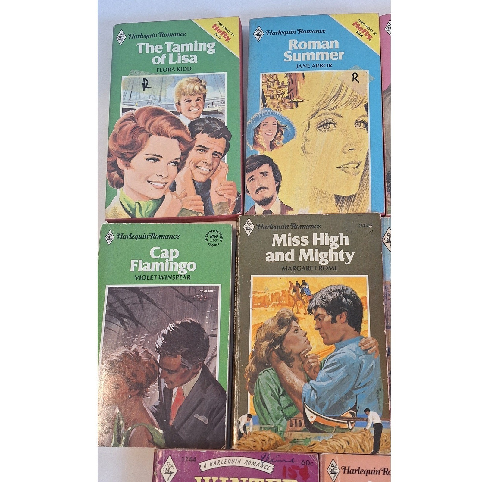 Vtg red edge Harlequin Romance Paperback Book Lot 8 1970s 1980s Flora Kidd Neels