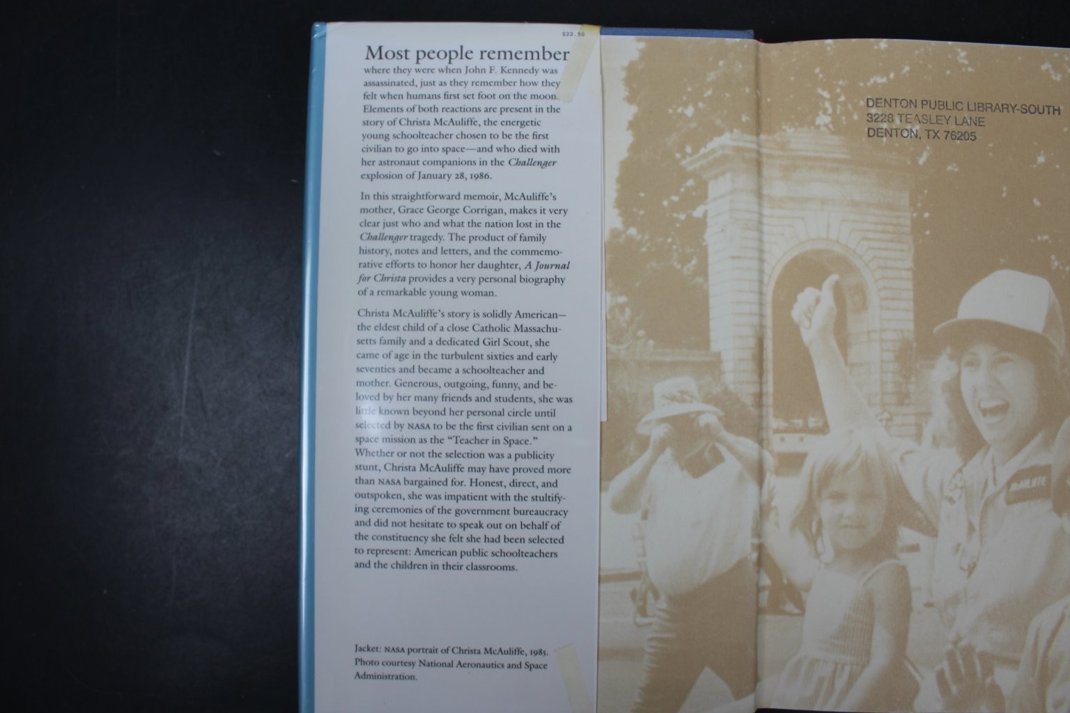 A Journal for Christa Grace George Corrigan 1993 Biography NASA Space Challenger