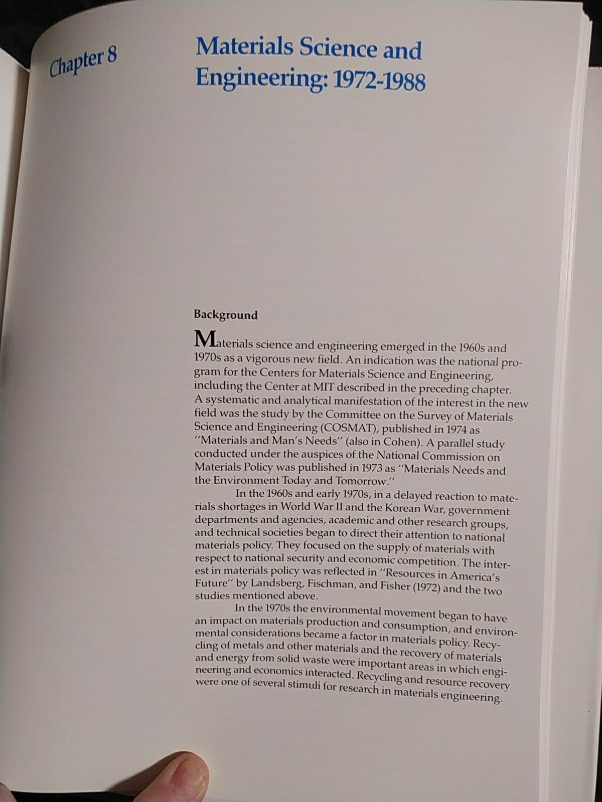 MIT HISTORY METALLURGY MATERIALS SCIENCE AND ENGINEERING 1865 TO 1988 BOSTON MA
