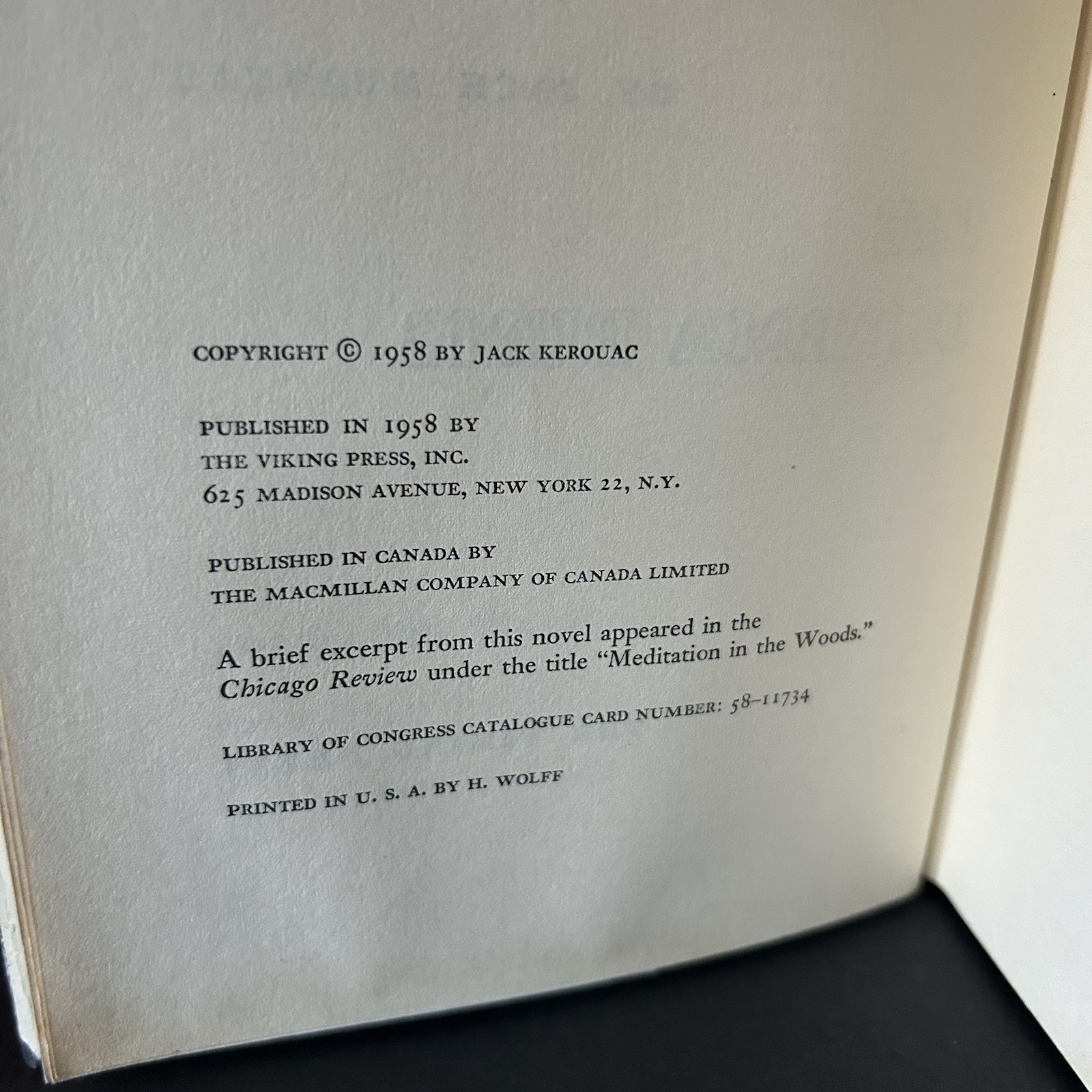 Dharma Bums by Jack Kerouac 1958 Viking Press 1st Edition/1st Printing Hardcover