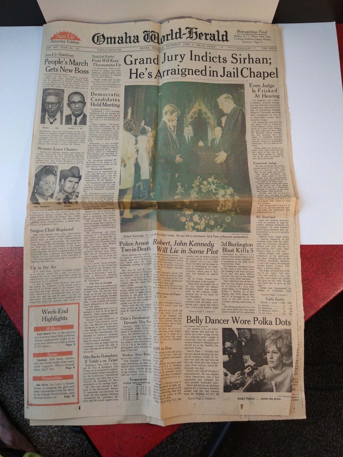 OMAHA WORLD HERALD NEWS PAPER JUNE 8, 1968 
