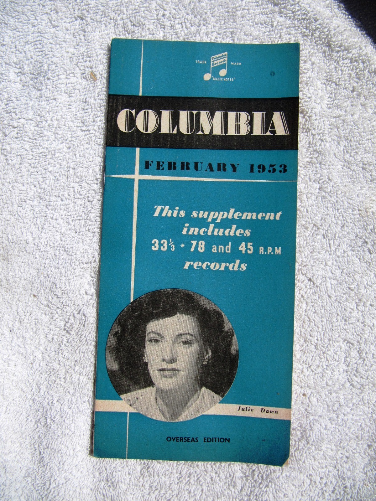 February 1953 UK COLUMBIA Supplement JULIE DAWN Record Overseas CATALOG LP 45 78