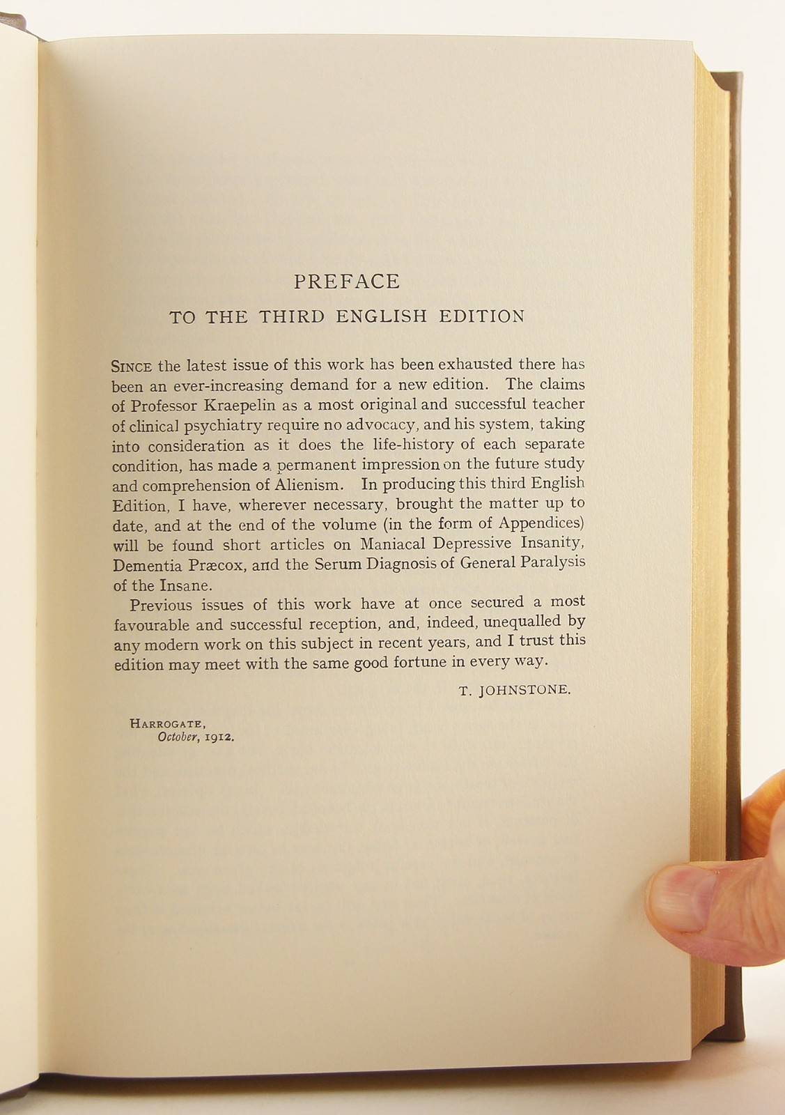 Emil Kraepelin’s Lectures On Clinical Psychiatry Fine Leather Reprint of 1913 Ed