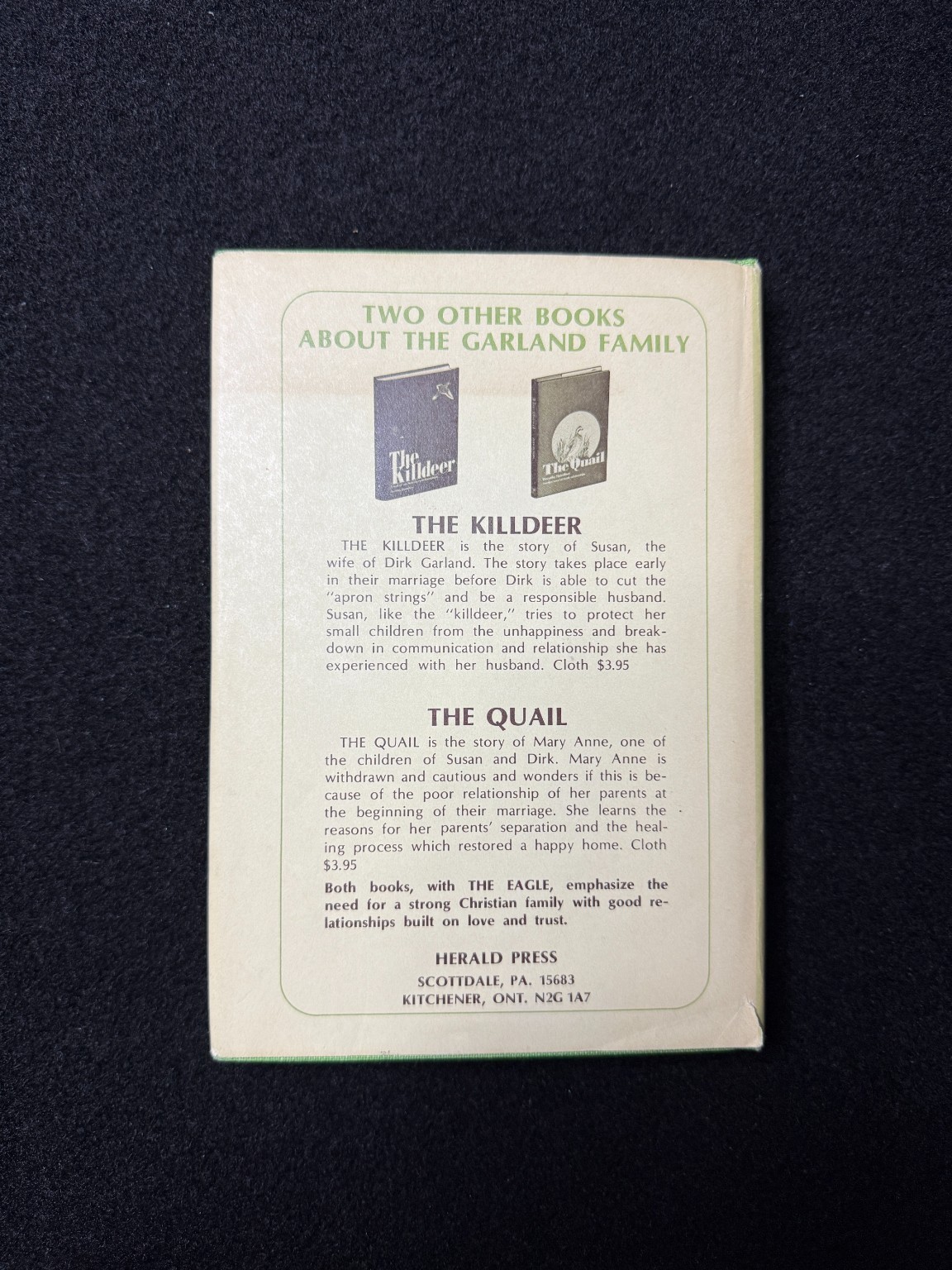 The Eagle Dorothy Hamilton 1974 Herald Press SIGNED Christian Fiction Hardcover