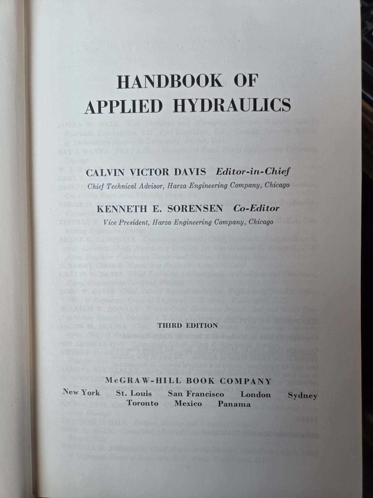 1969 Handbook of Applied Hydraulics Third Edition Science Mathematic Engineering
