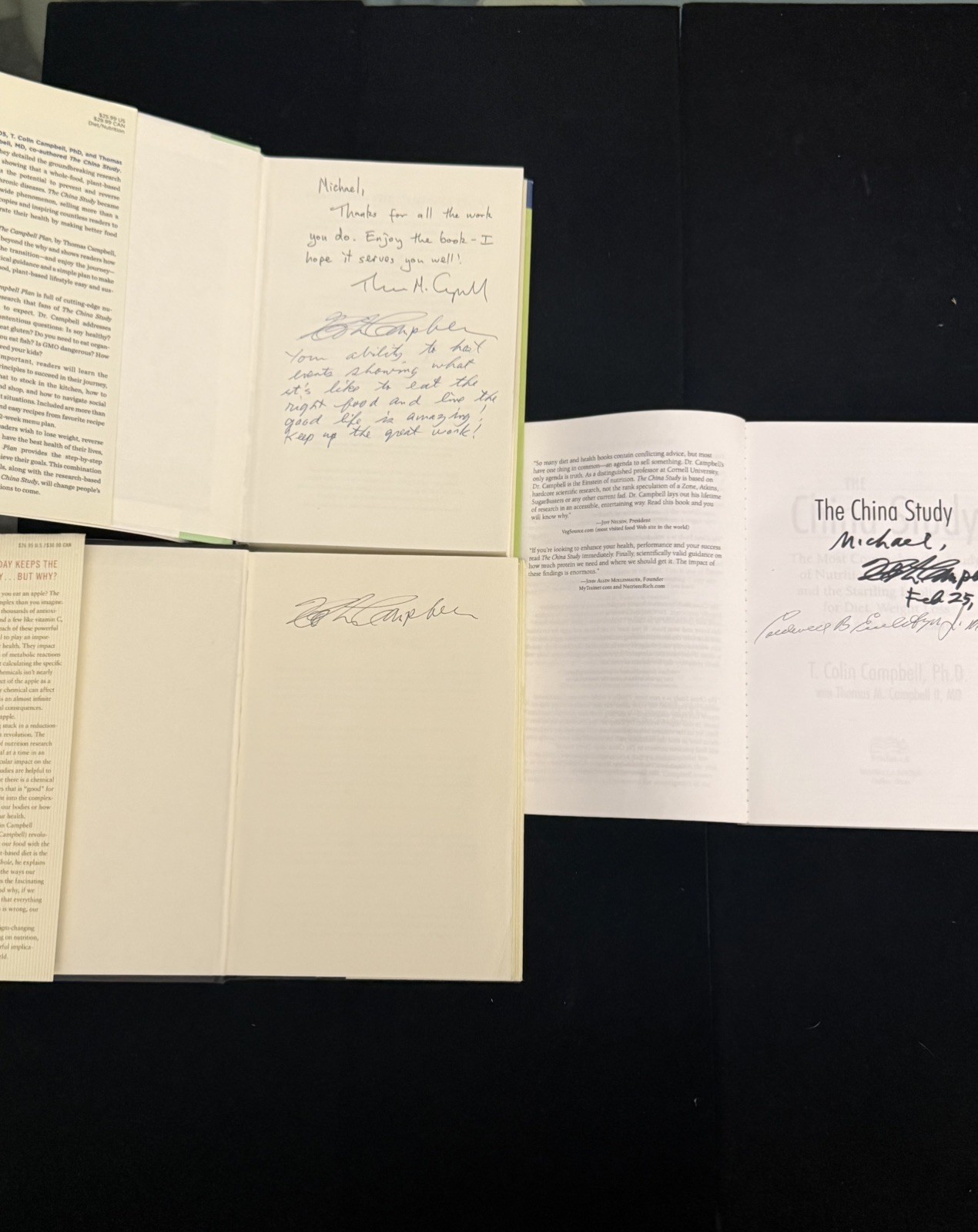 (3x SIGNED) The China Study, The Campbell Plan, & Whole by T. Colin Campbell