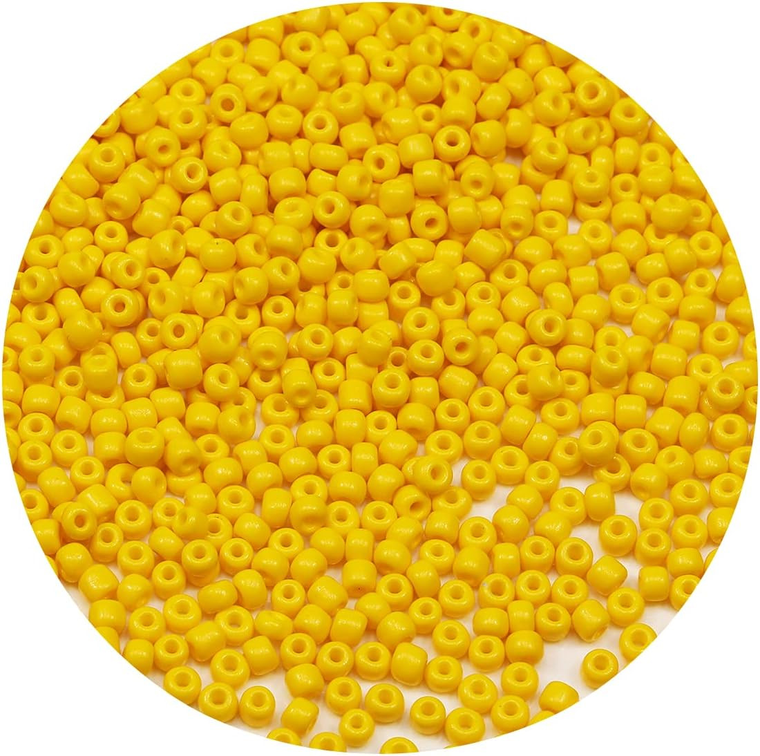 Yellow Color 4Mm Seed Beads about 1200Pcs/100Grams in Bag, 6/0 Glass Craft Beads