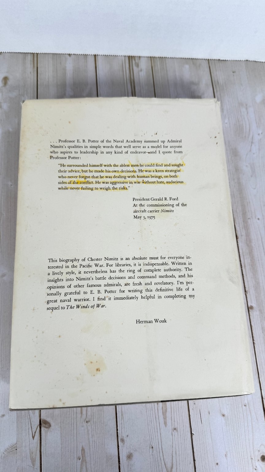 Nimitz E.B. Potter 1976 Signed Biography Admiral Naval Institute Press
