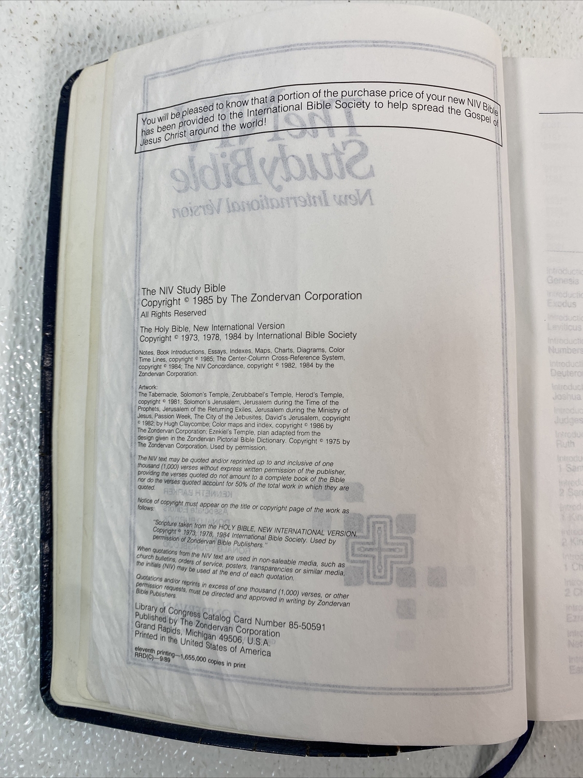 The NIV Study Bible – Bonded Leather – 11th Printing 1989 Red Letter
