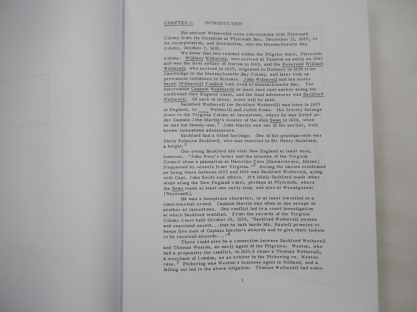 History and Genealogy of Witherell, Wetherell, Witherill of New England, 1976,HC