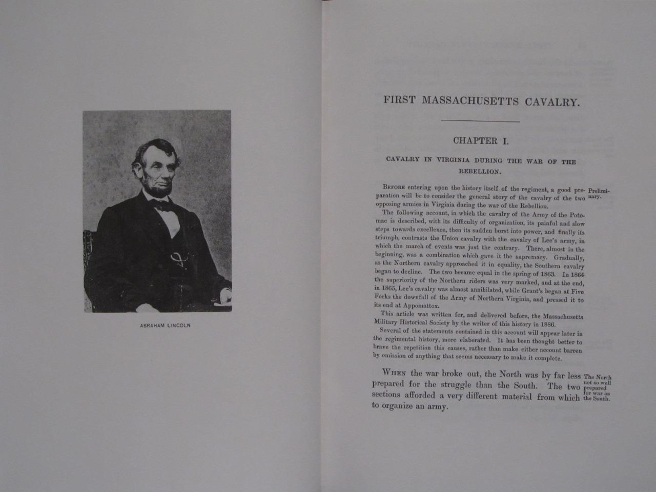 A HISTORY OF THE FIRST REGIMENT OF MASSACHUSETTS CAVALRY VOLUNTEERS 1891 REPRINT