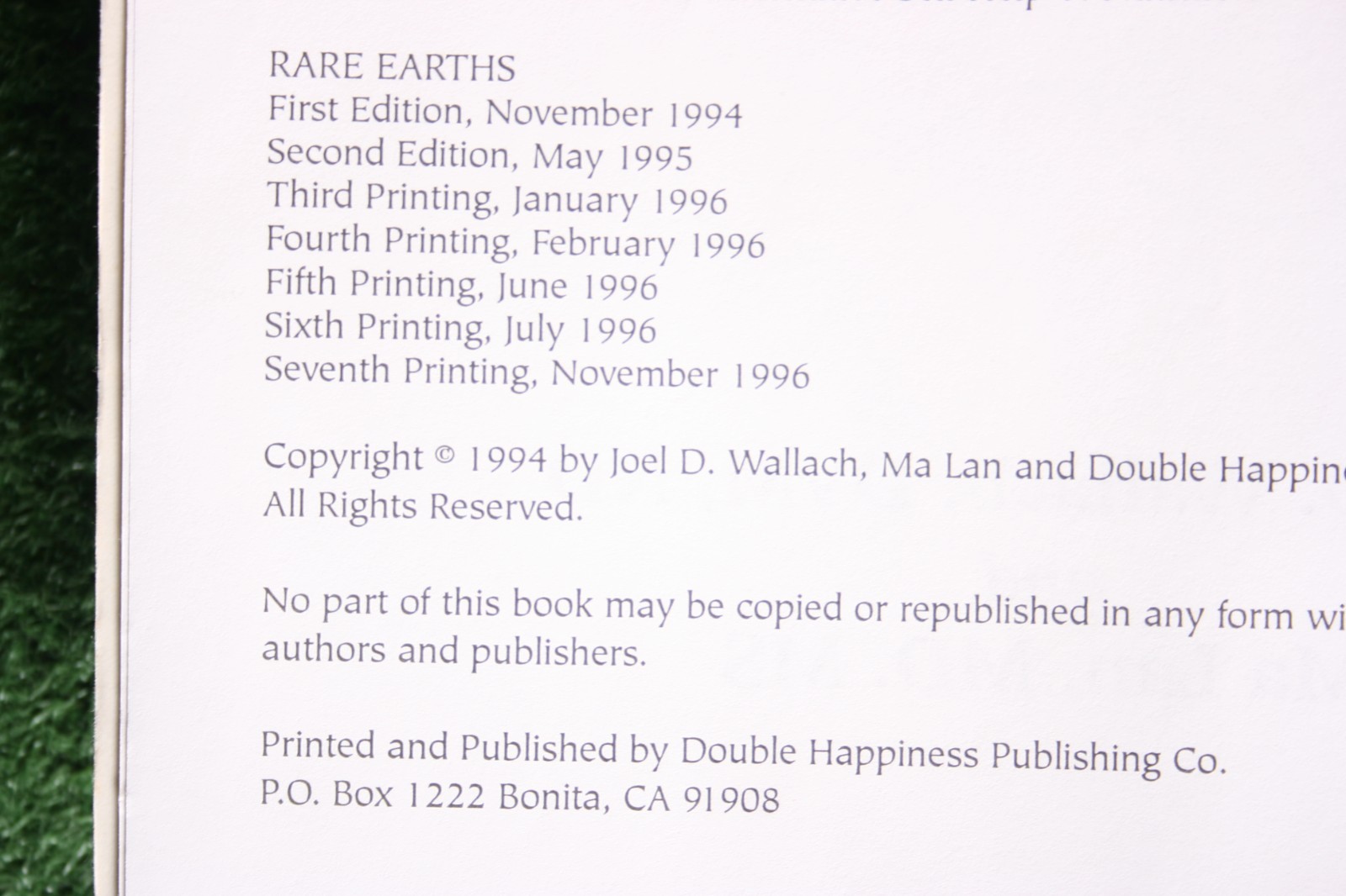 “Rare Earths: Forbidden Cures” Ma Lan & Joel Wallach 1996 7th Printing