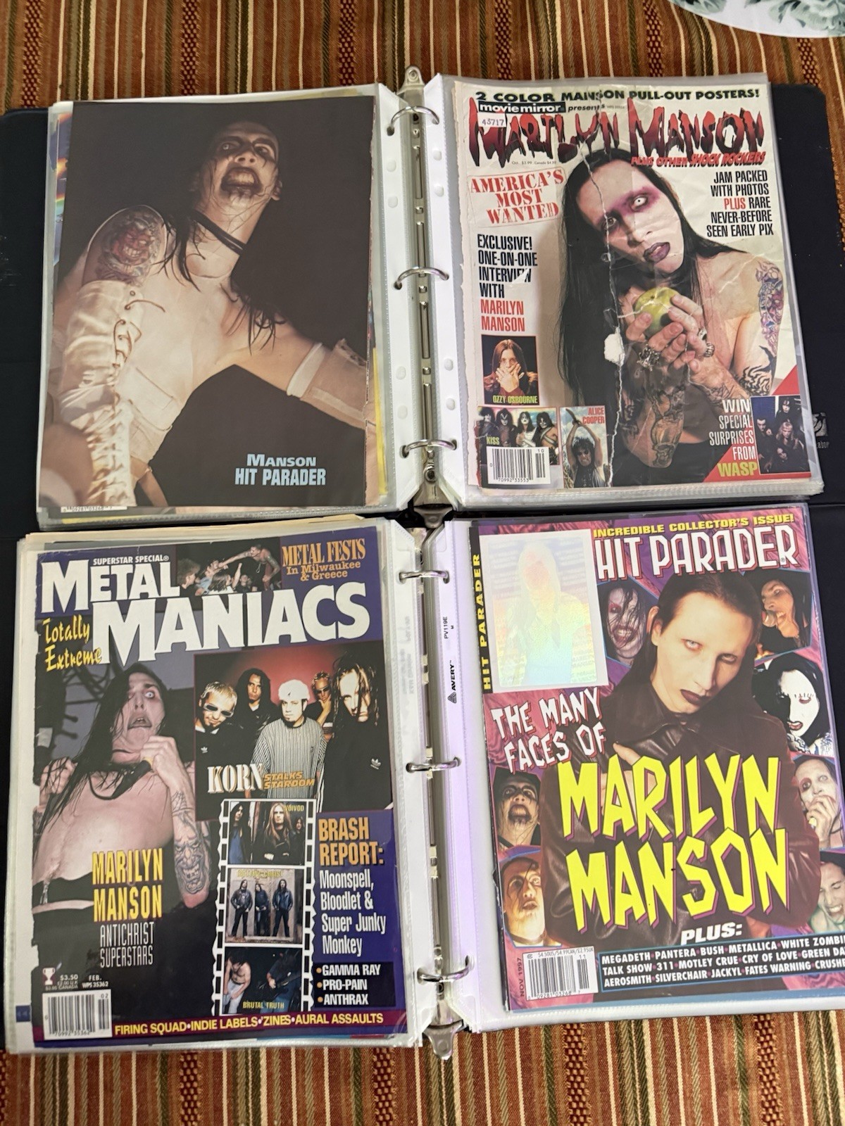 Marilyn Manson Lot Of 2 Binders Full Of 95-97 Magazine Articles 125 Pages